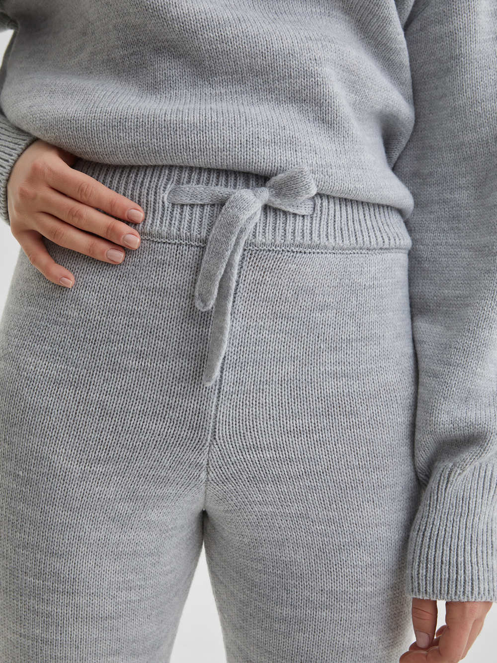 Костюм: свитер оверсайз и брюки M/L, пепельно-серый - фото 2