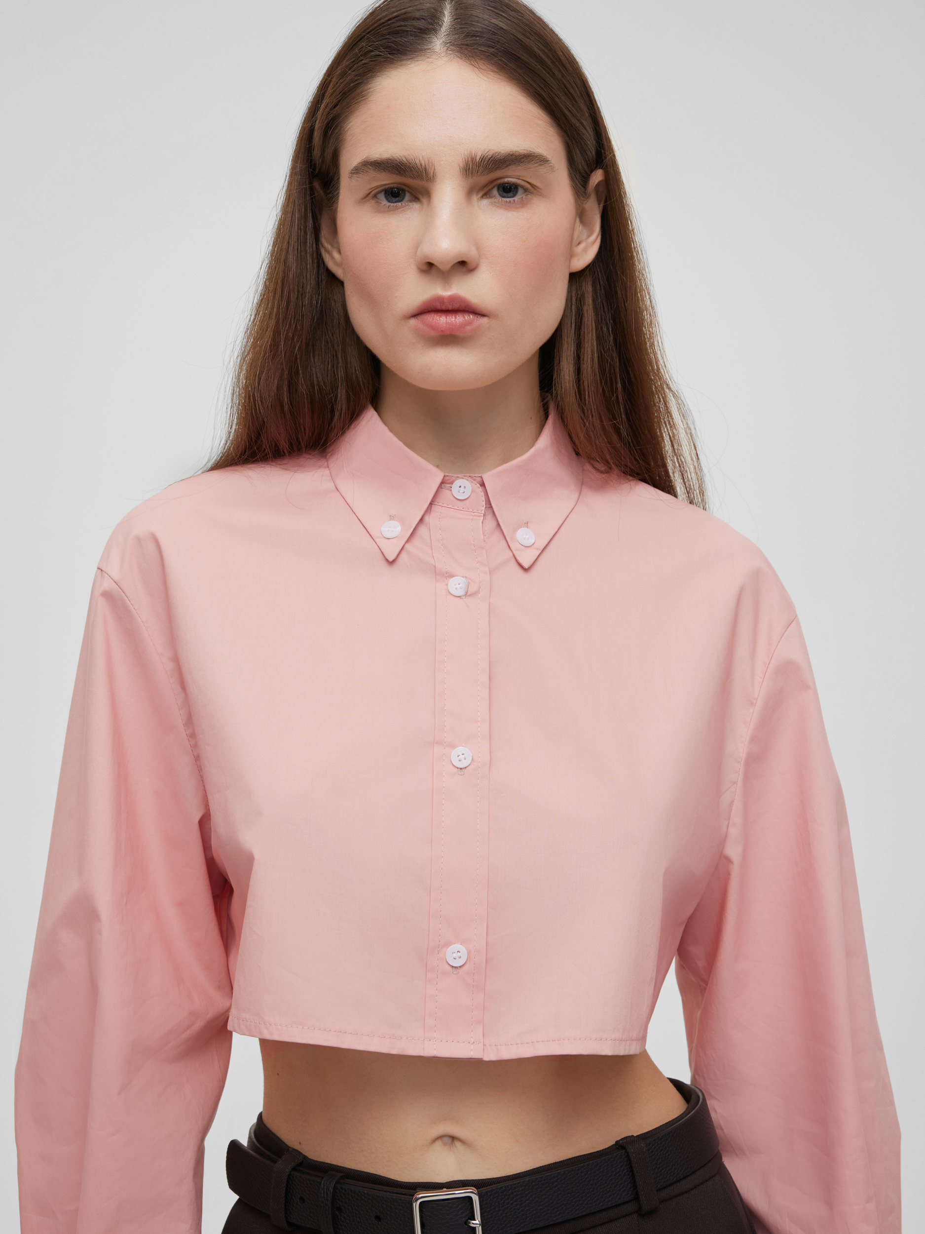 Кроп-рубашка свободного кроя M/L, розовый - фото 5