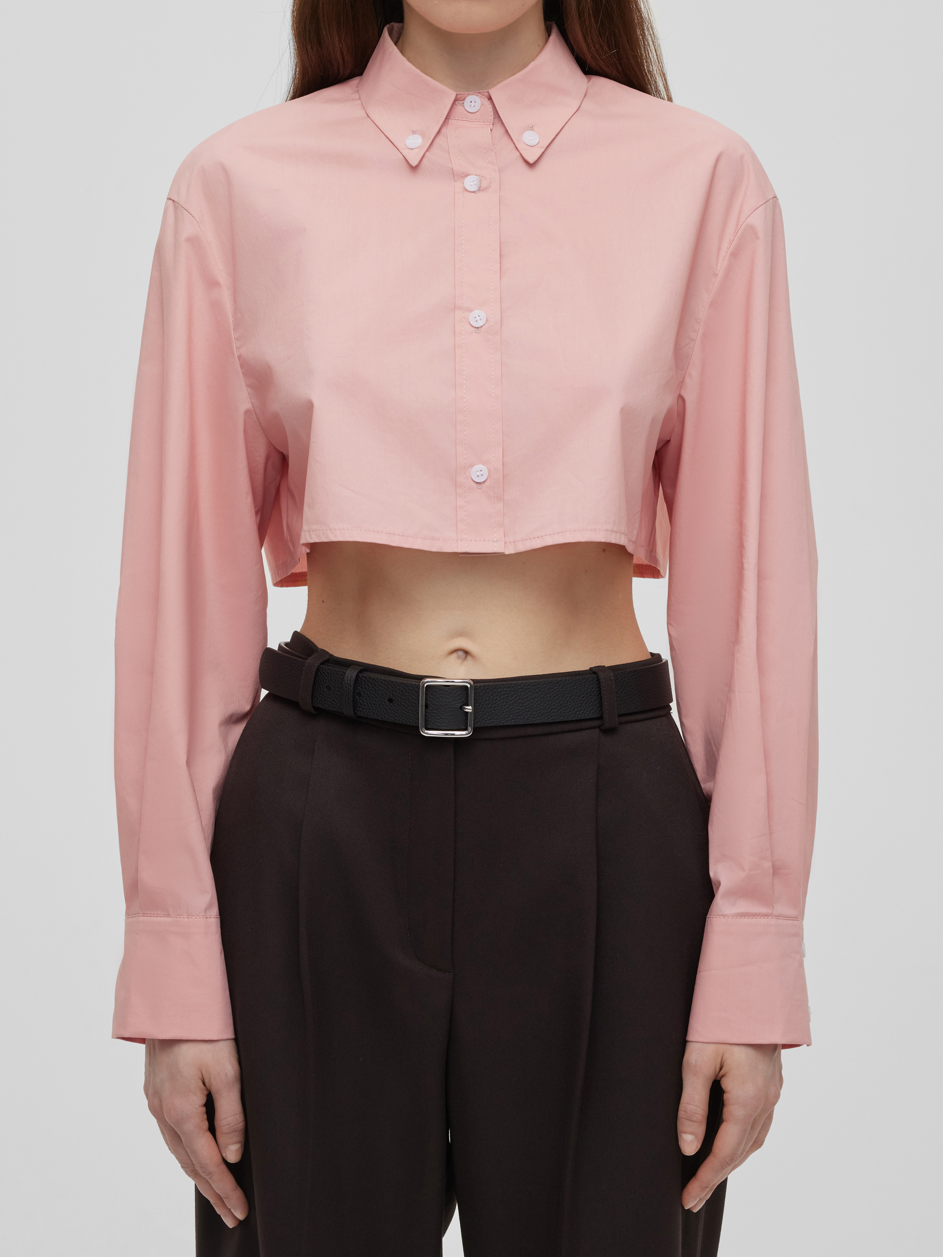 Кроп-рубашка свободного кроя M/L, розовый - фото 6
