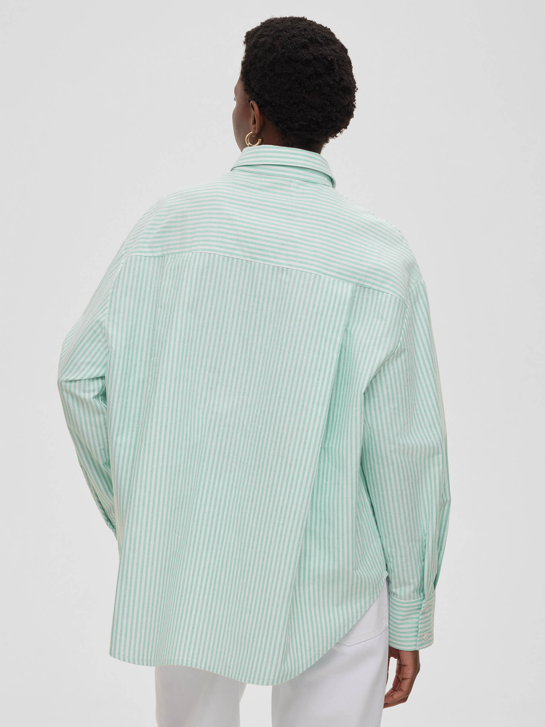 Рубашка свободного кроя с защипами 0122 M/L, зеленый - фото 4