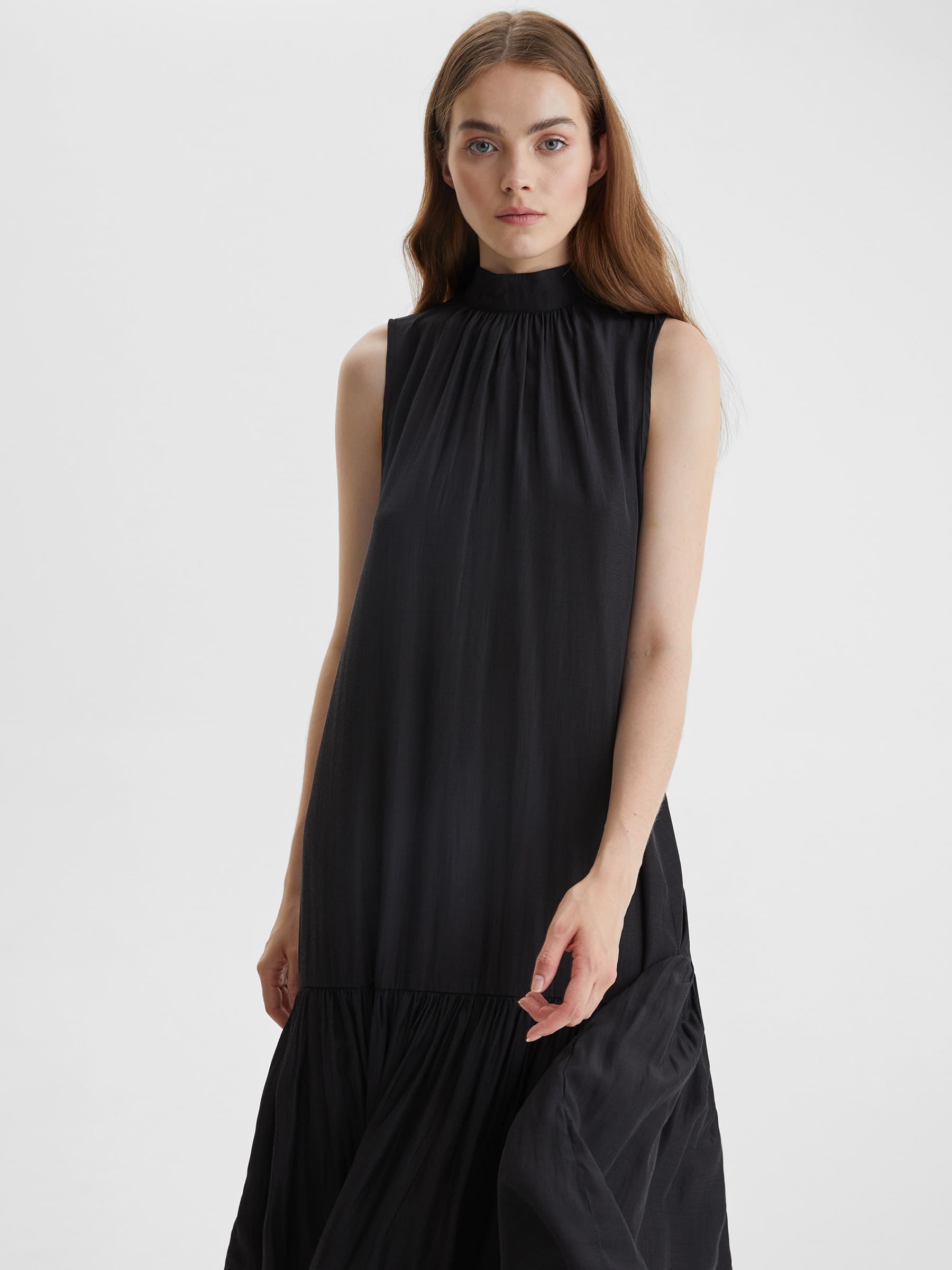 Платье макси с открытыми плечами XS/S, чёрный