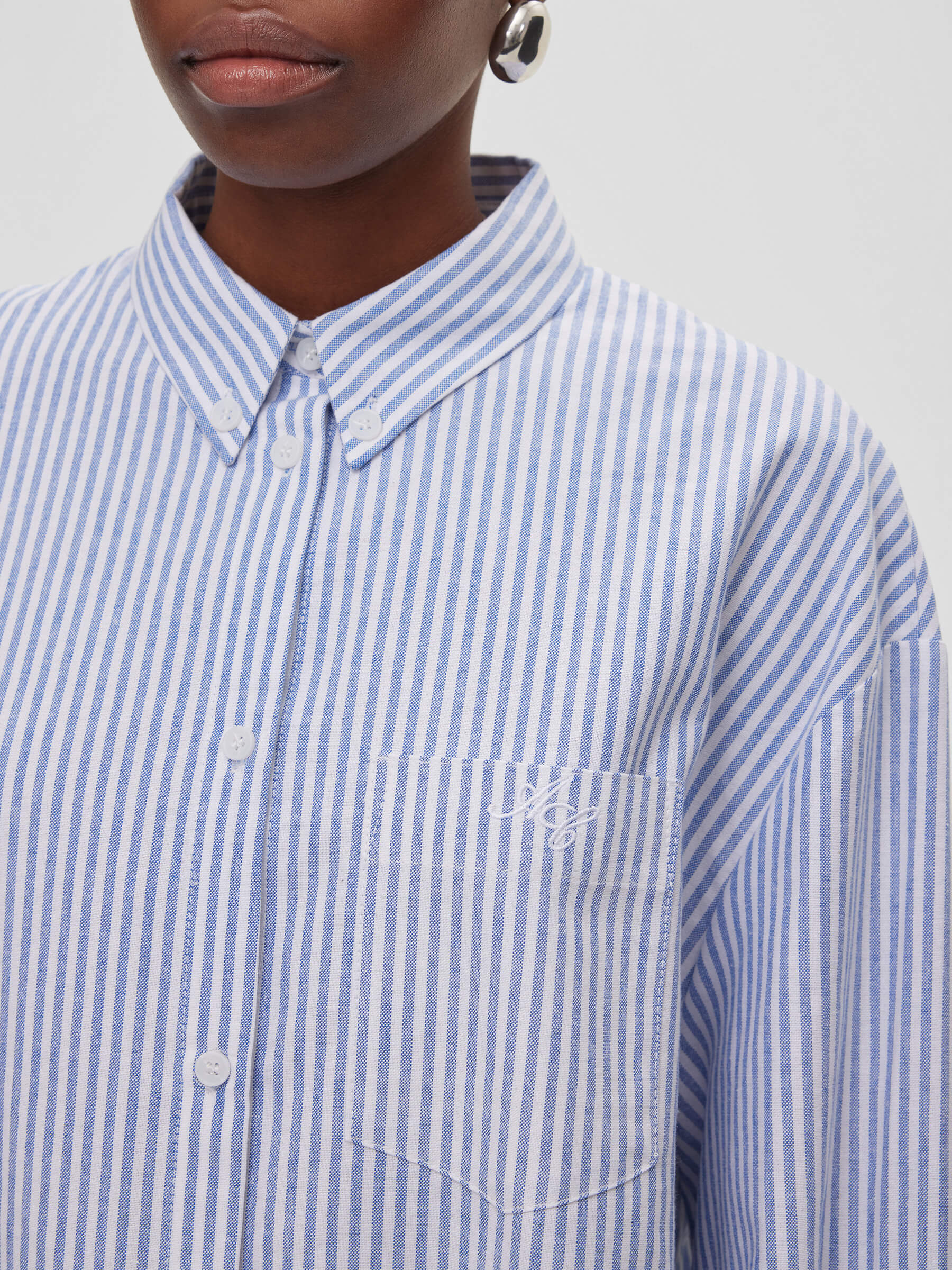 Рубашка свободного кроя с защипами 0122 M/L, синий - фото 3