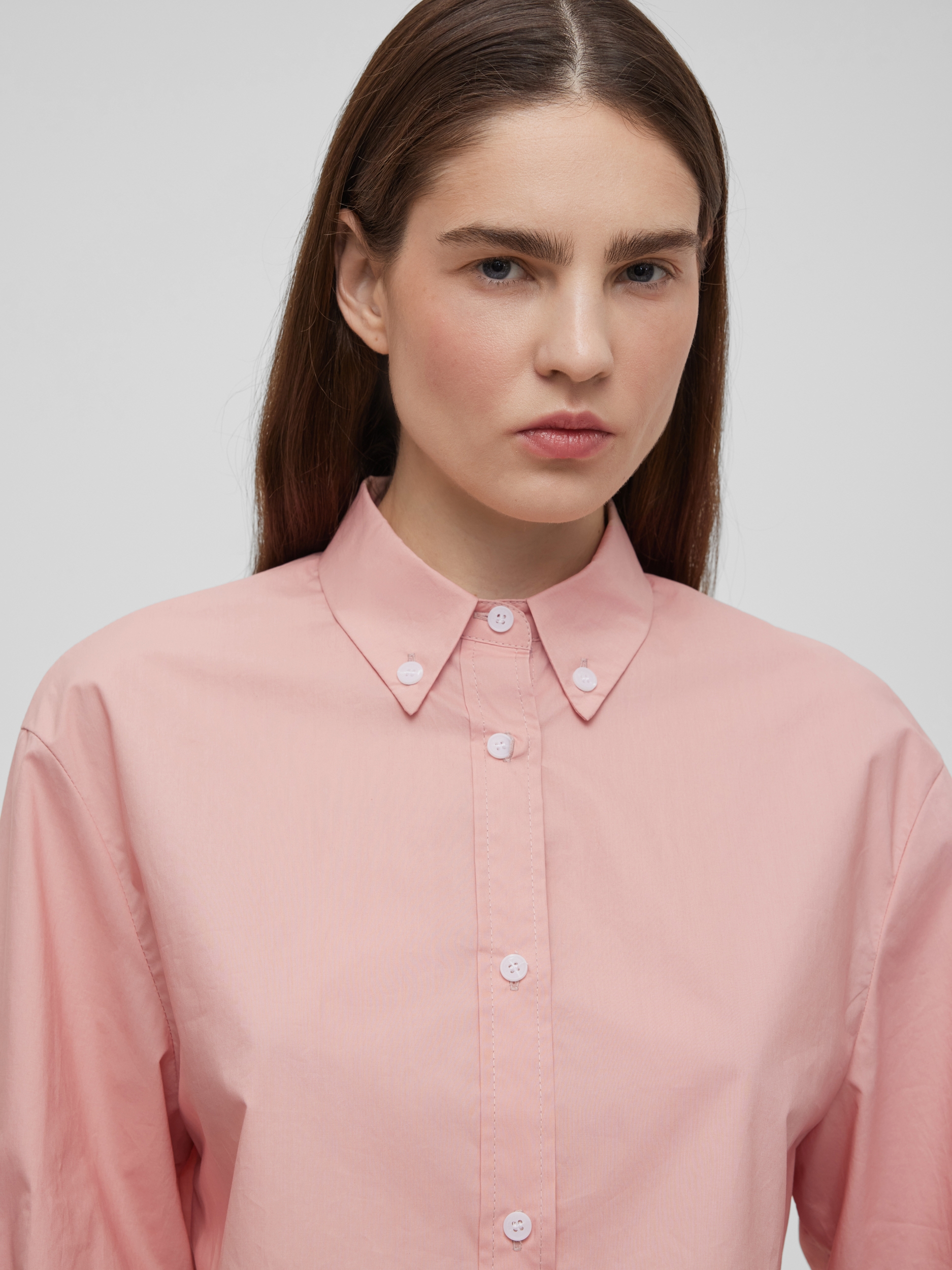 Кроп-рубашка свободного кроя M/L, розовый - фото 4