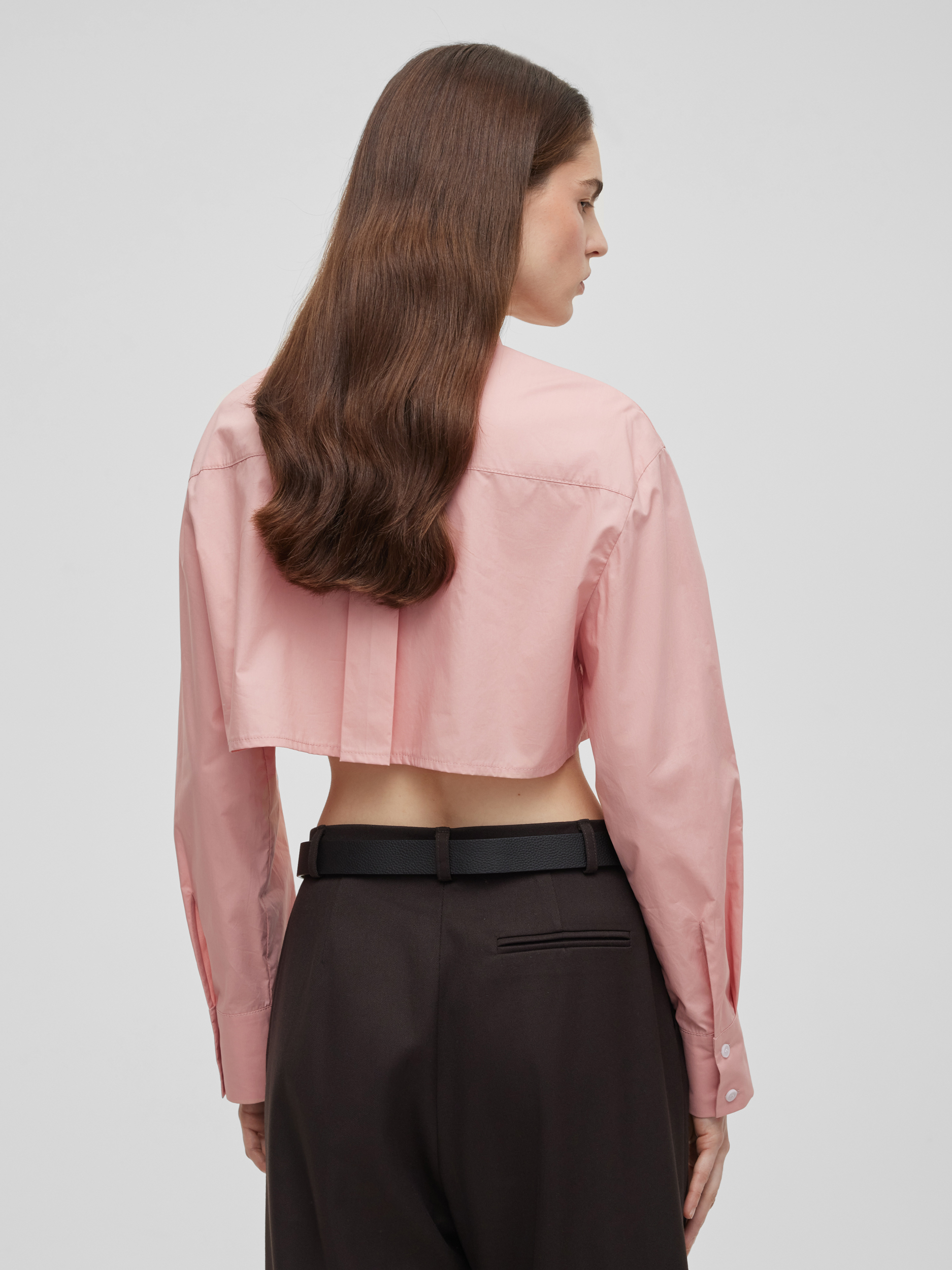 Кроп-рубашка свободного кроя M/L, розовый - фото 8