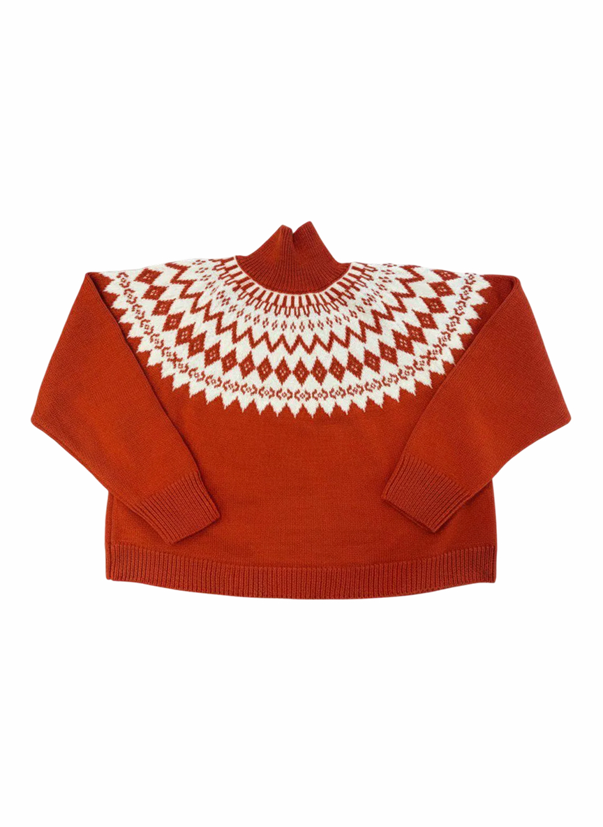 Свитер с узором фэйр айл, оранжевый
