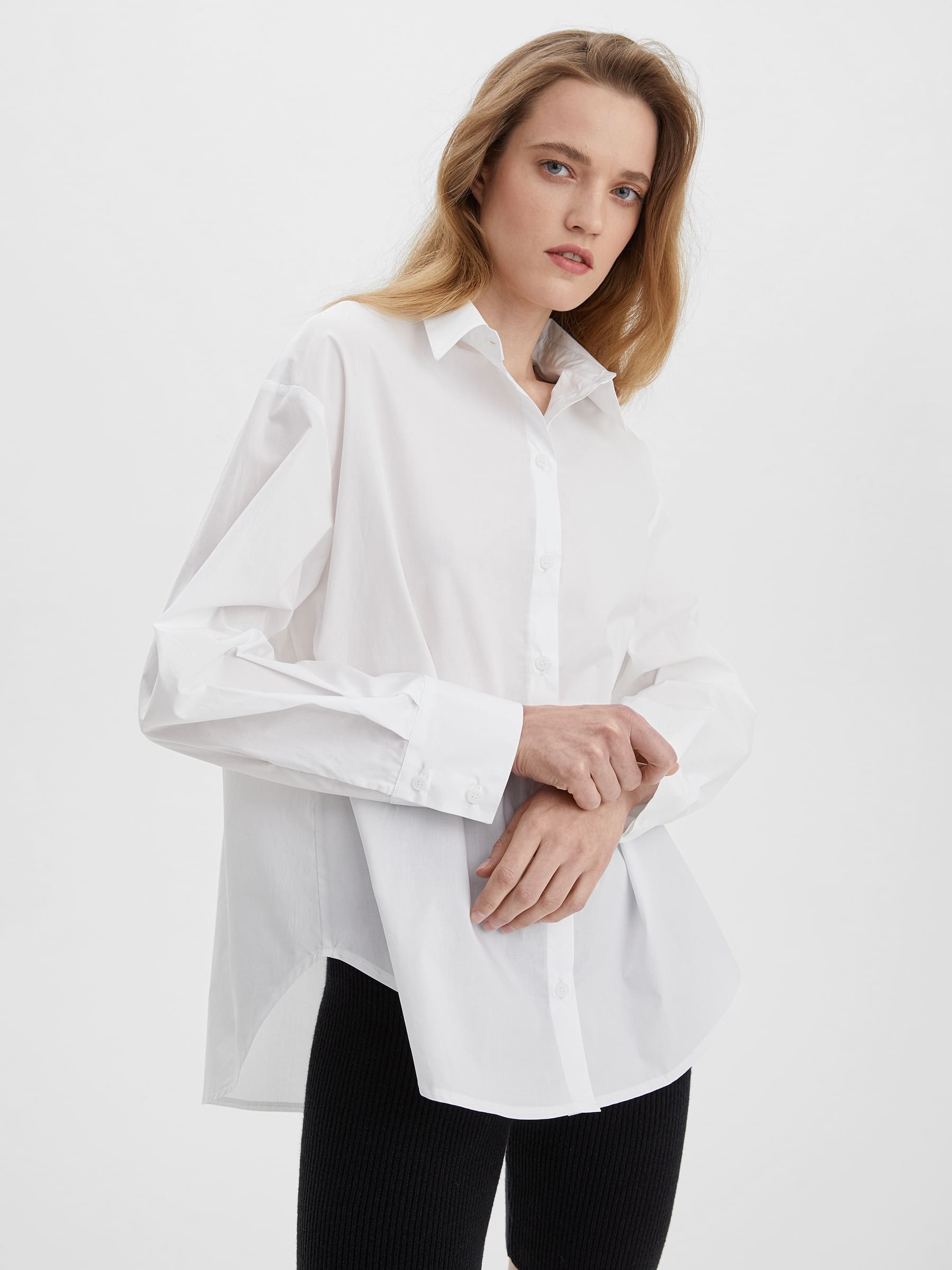 Рубашка женская свободная из хлопка, цвет – белый длинная свободная рубашка из хлопка esprit белый