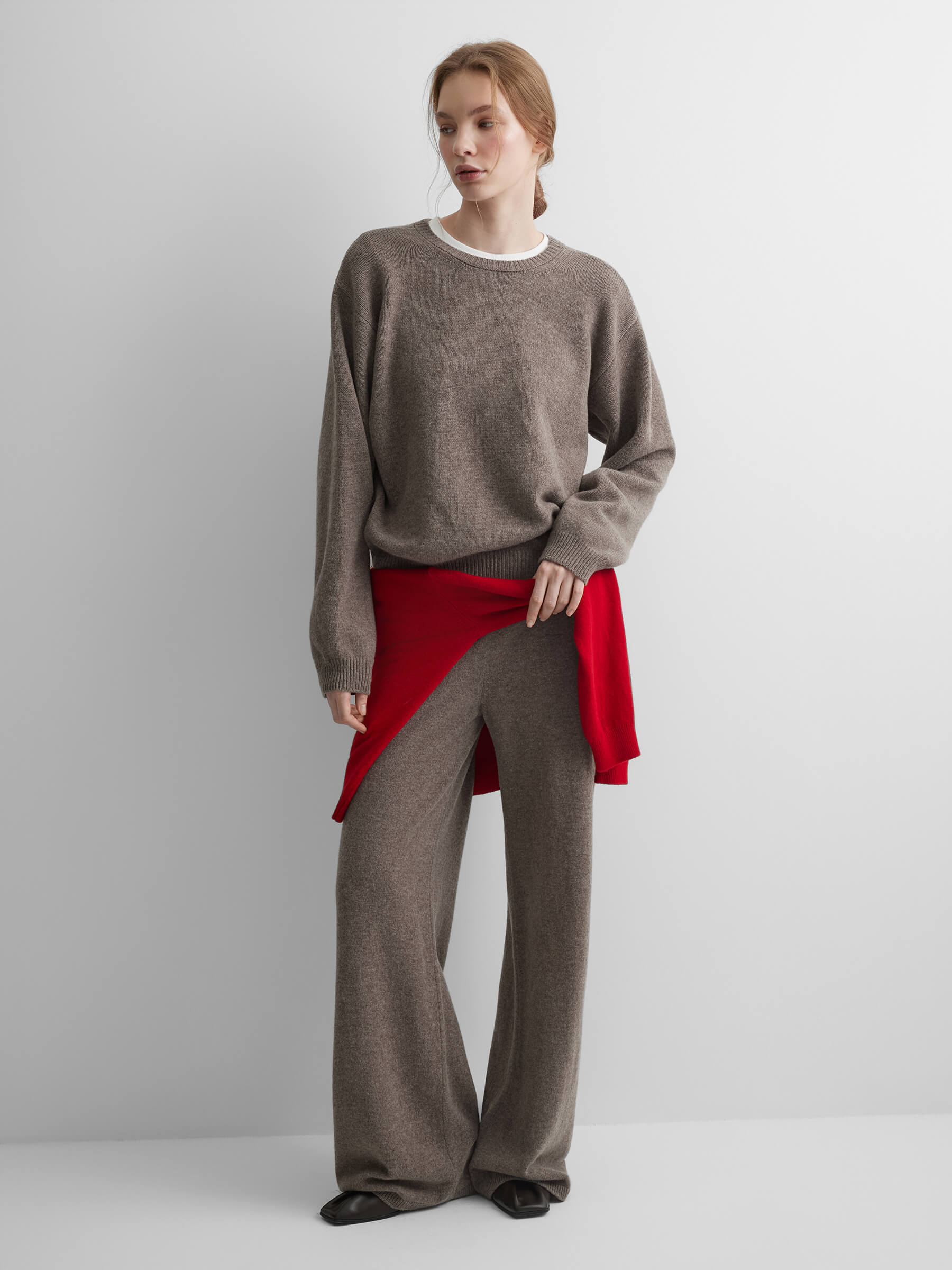 

Брюки вязаные из 100% мериноса XS/S, коричневый меланж