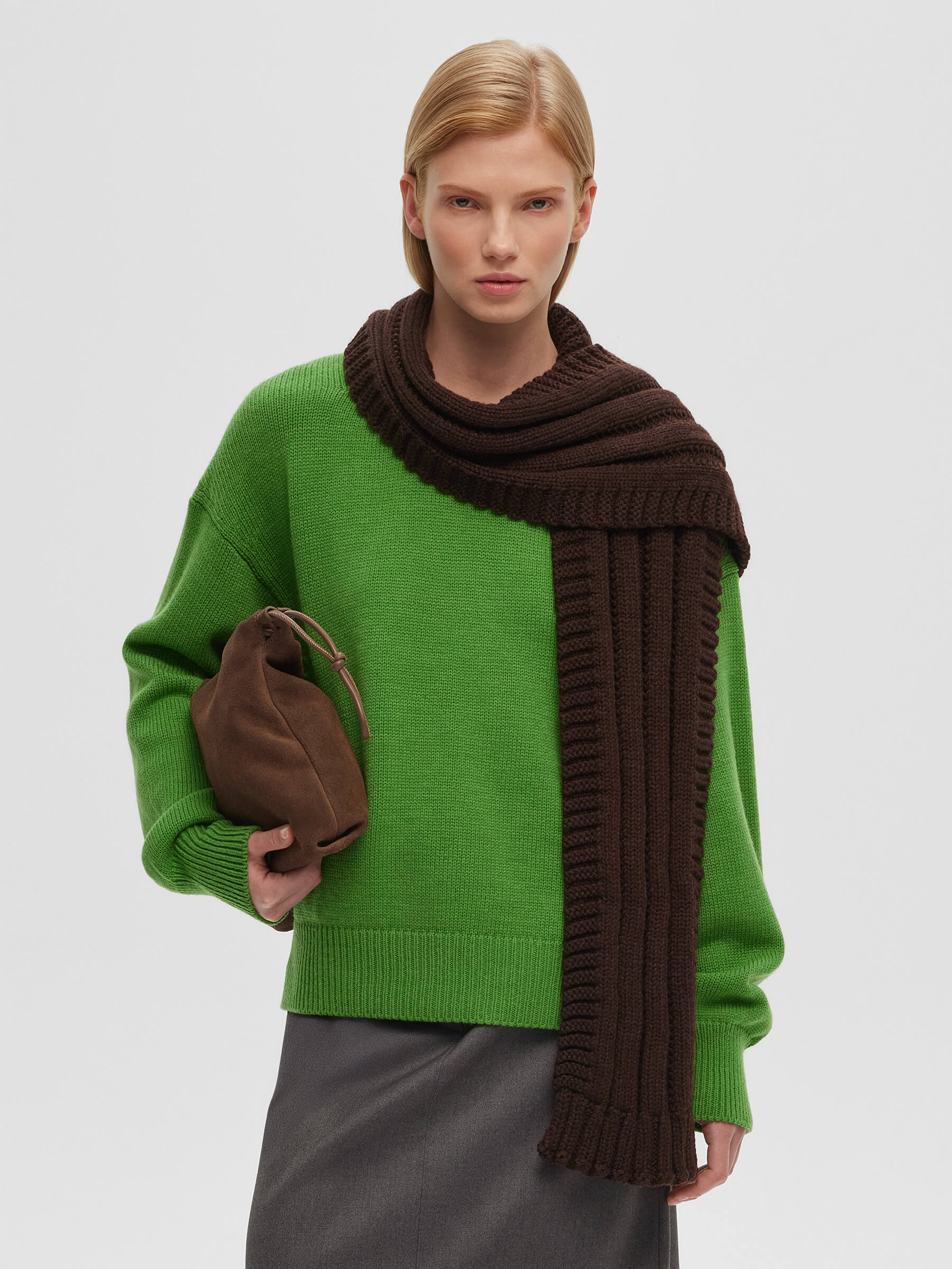 

Шарф фактурной вязки, шоколад, Шоколадный