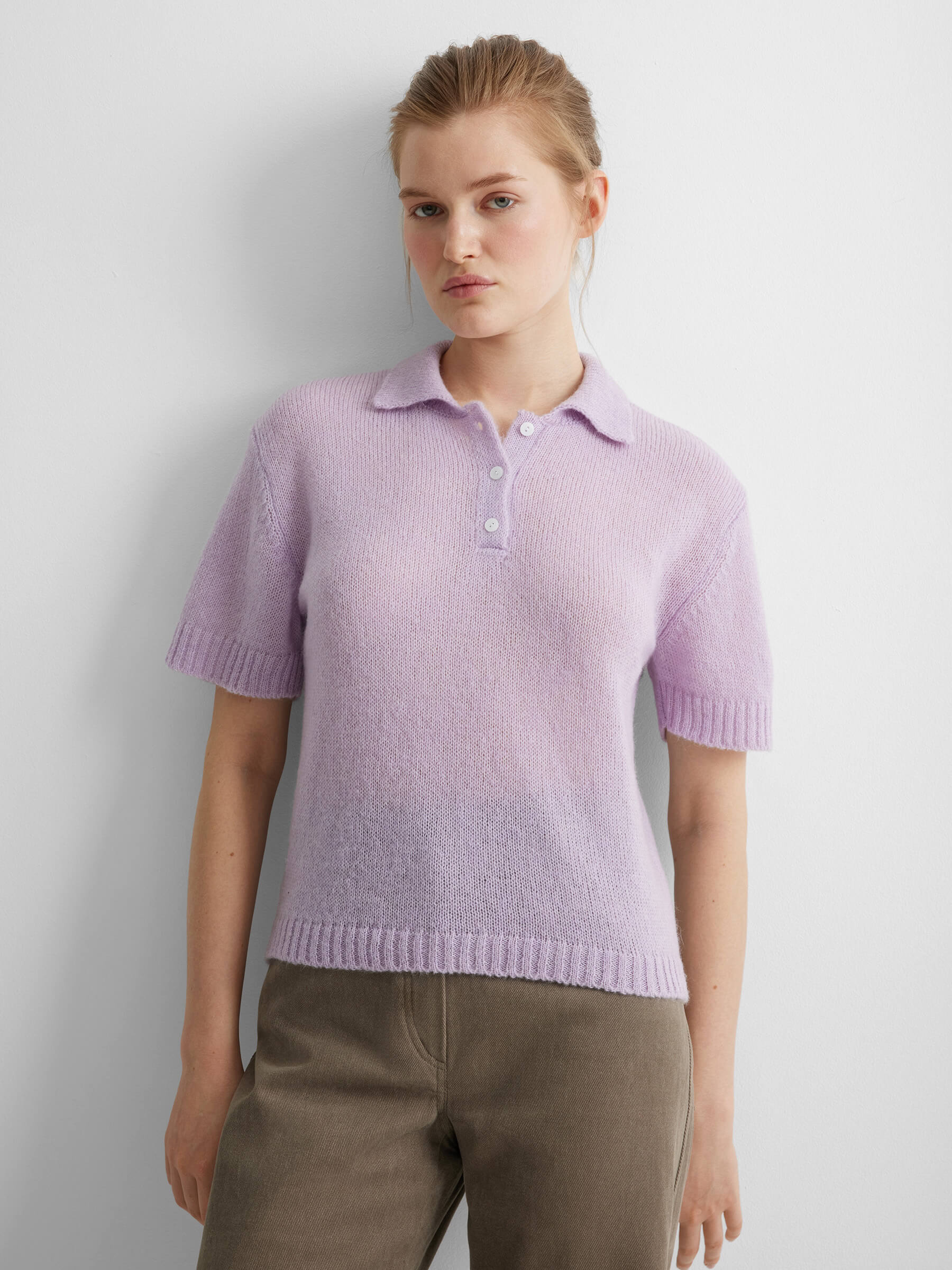 

Поло с коротким рукавом из мохера M/L, лавандовый