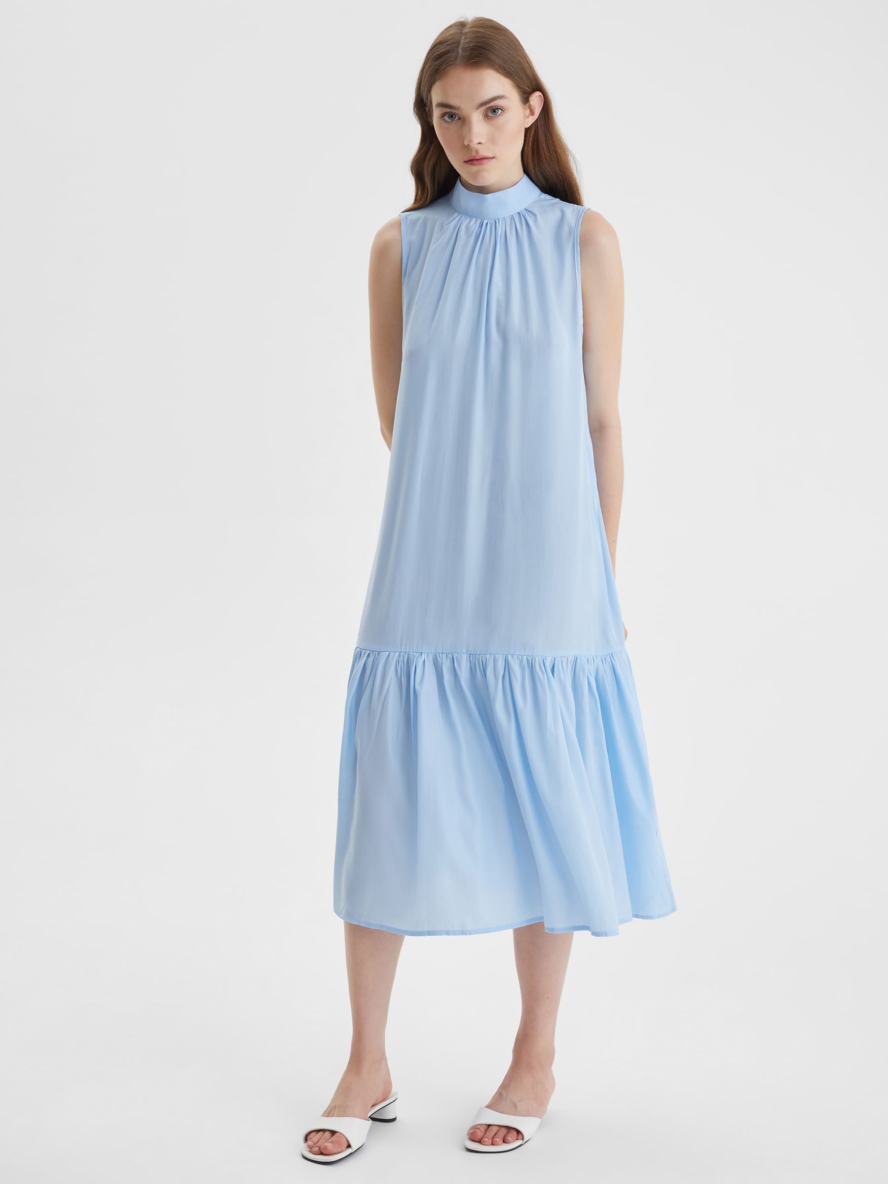 Платье макси с открытыми плечами XS/S, голубой - фото 1
