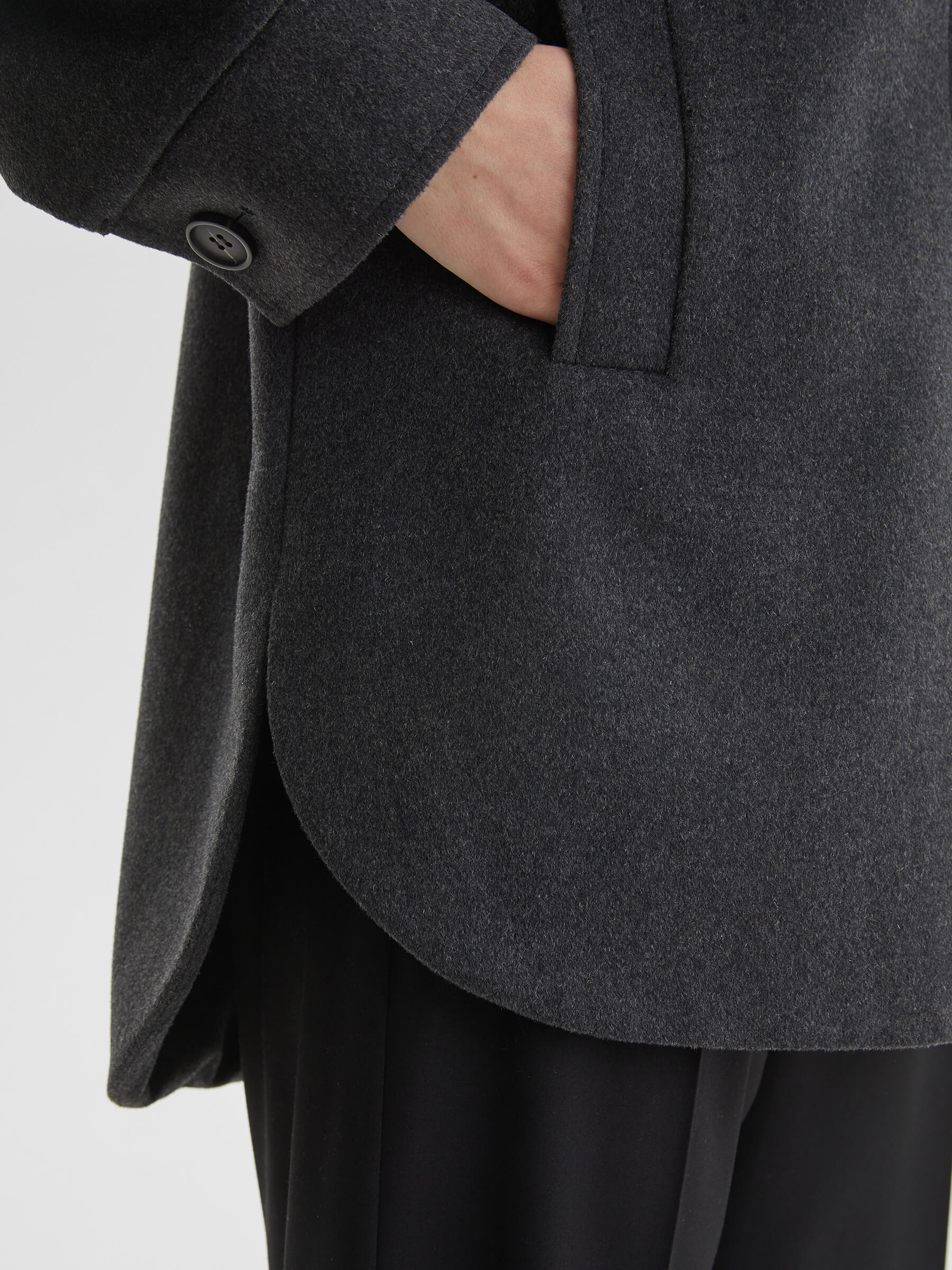 Пальто рубашечного кроя с потайной застежкой XS, тёмно-серый - фото 4
