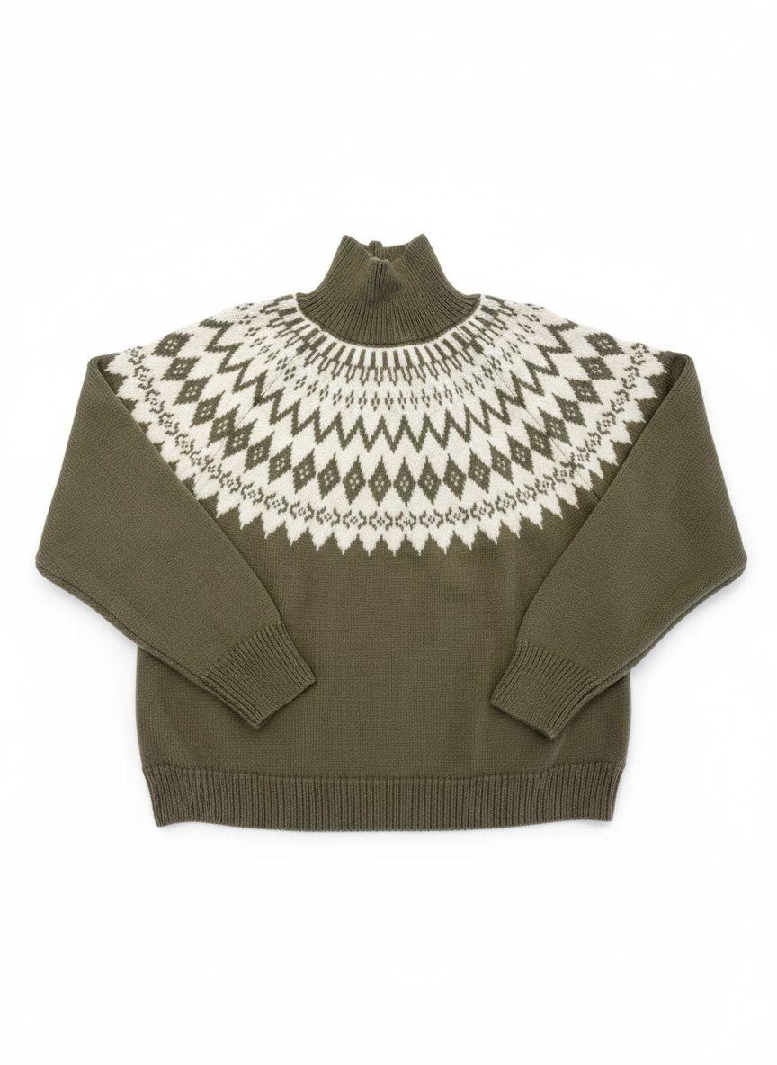 Свитер с узором фэйр айл, светлый хаки
