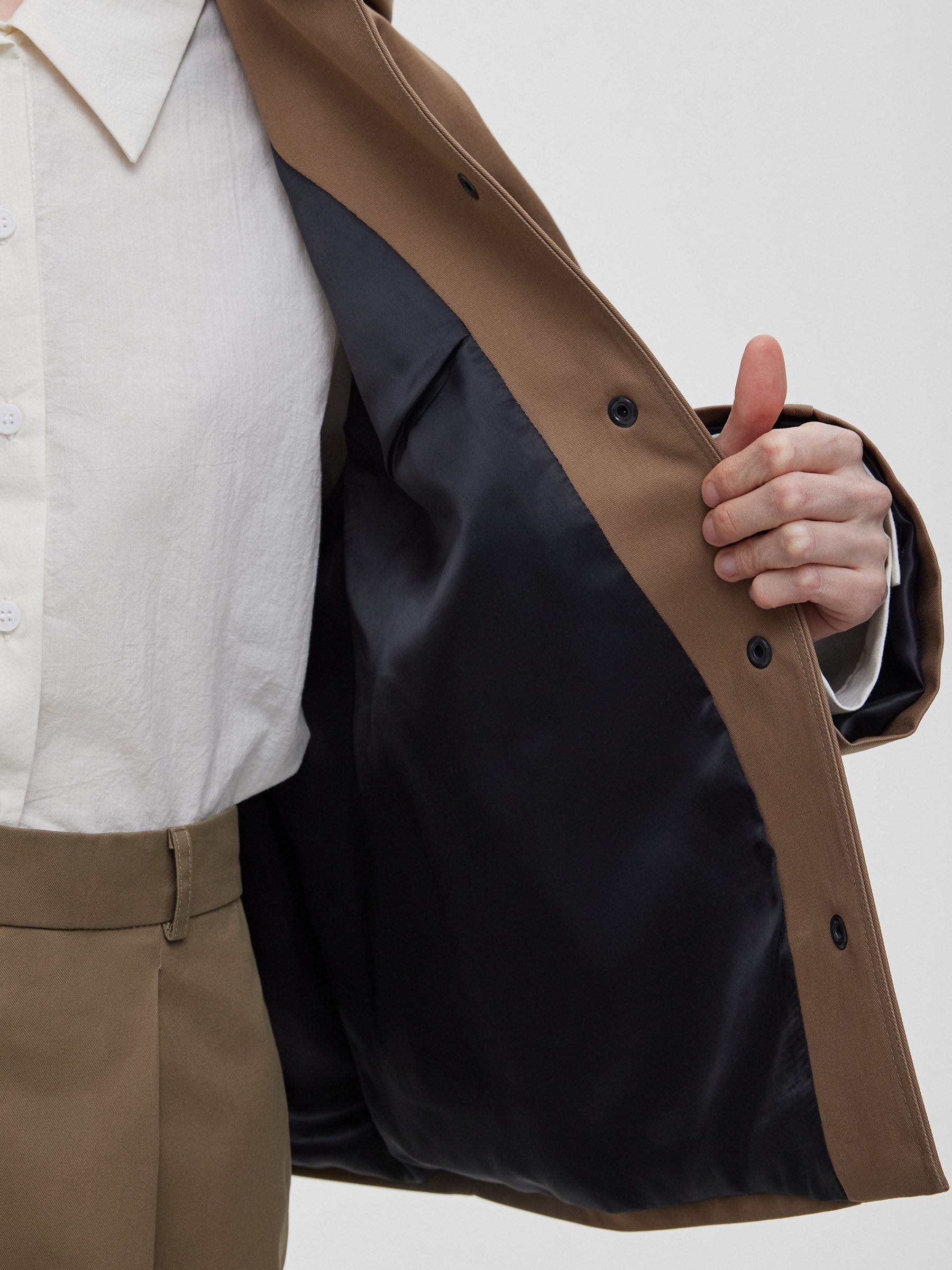 Кроп-куртка из хлопка с капюшоном L, хаки - фото 4