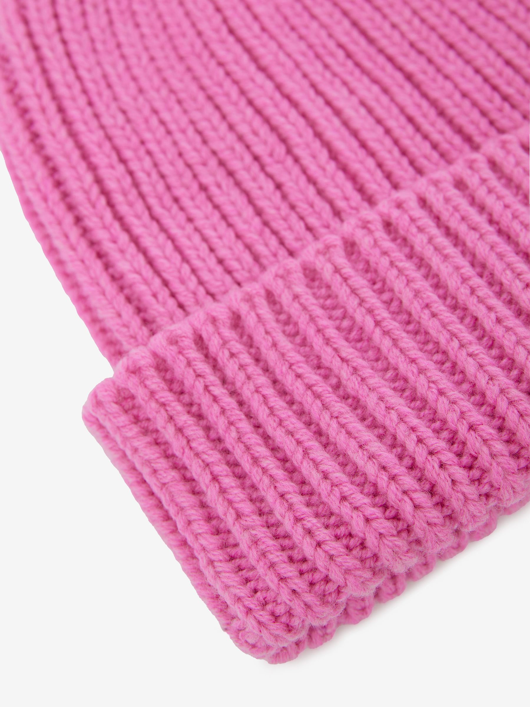 Шапка-бини крупной вязки, розовая фуксия - фото 6