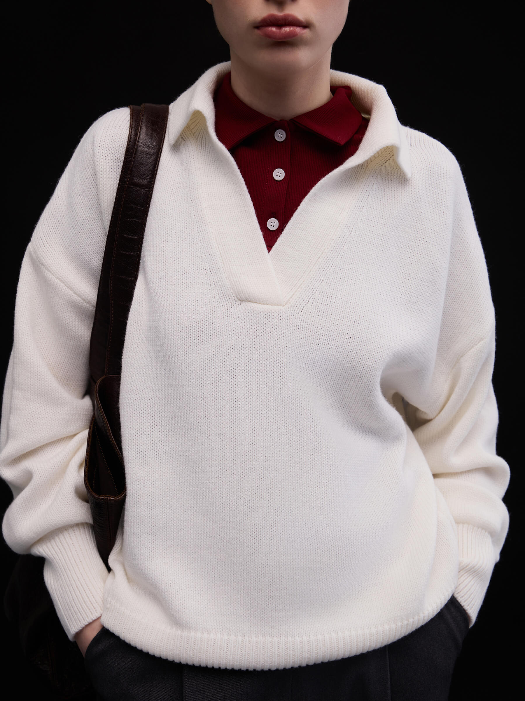 

Джемпер поло из трикотажа 0204 M, бордовый