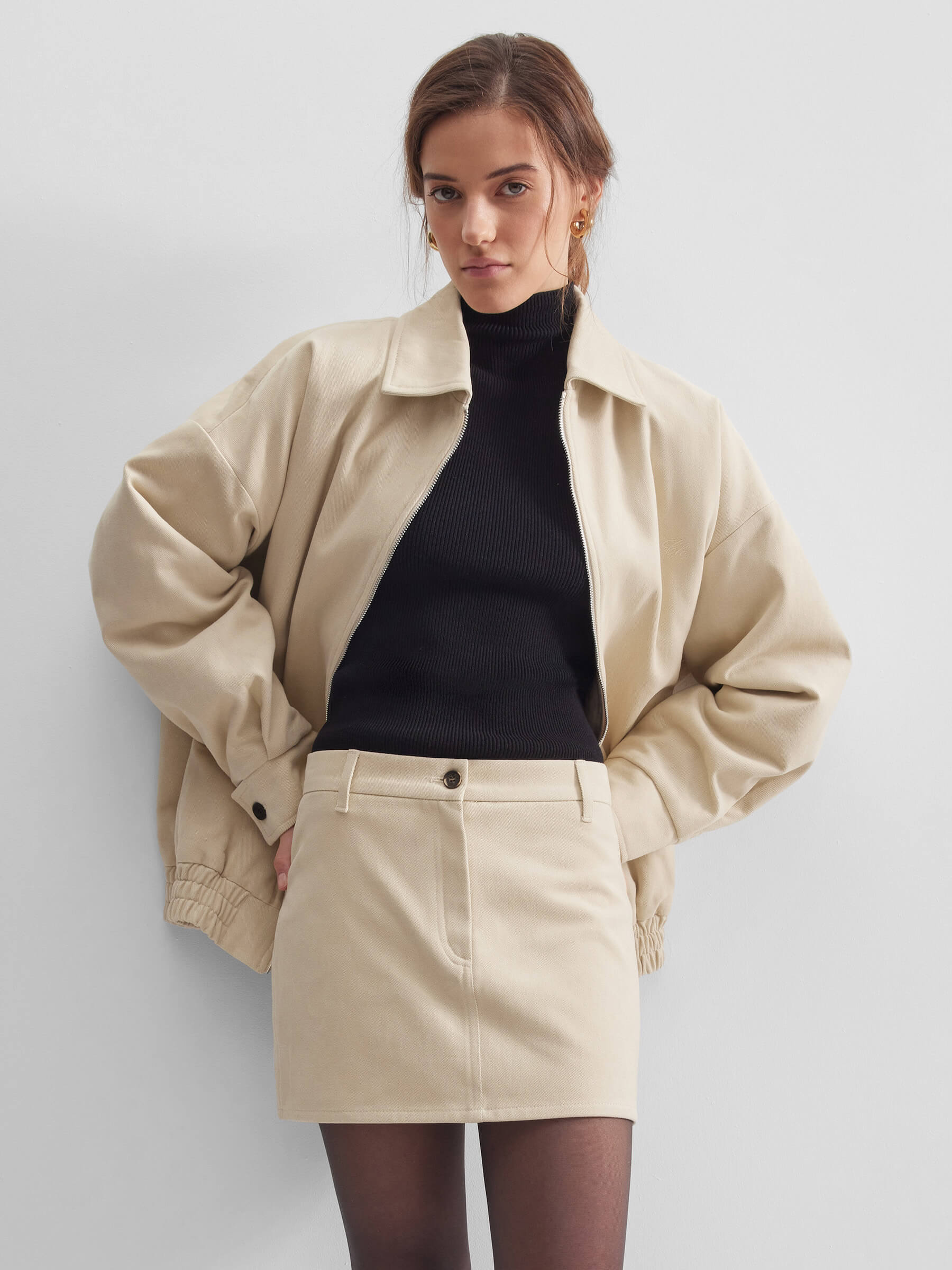 Юбка мини из денима 0218 M, молочный