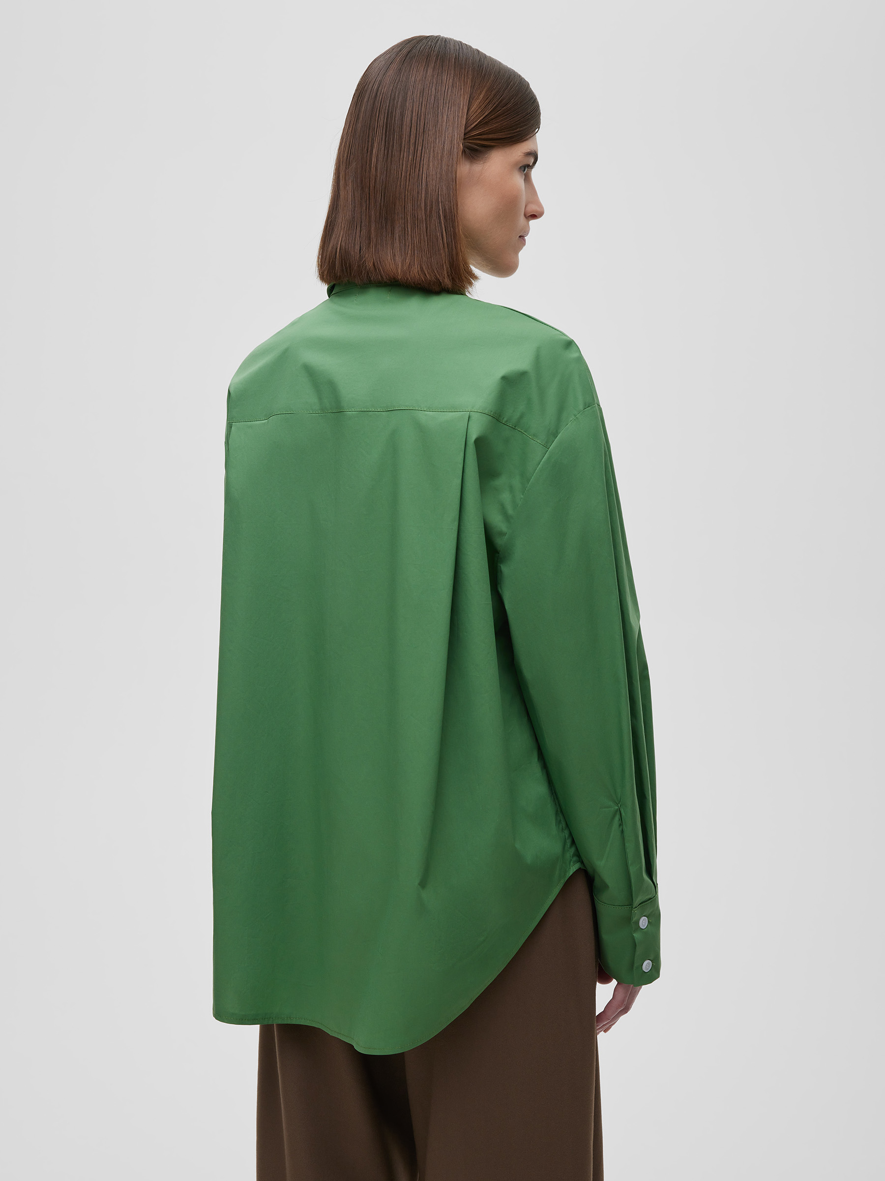 Рубашка свободного кроя с защипами XS/S, зеленый - фото 7