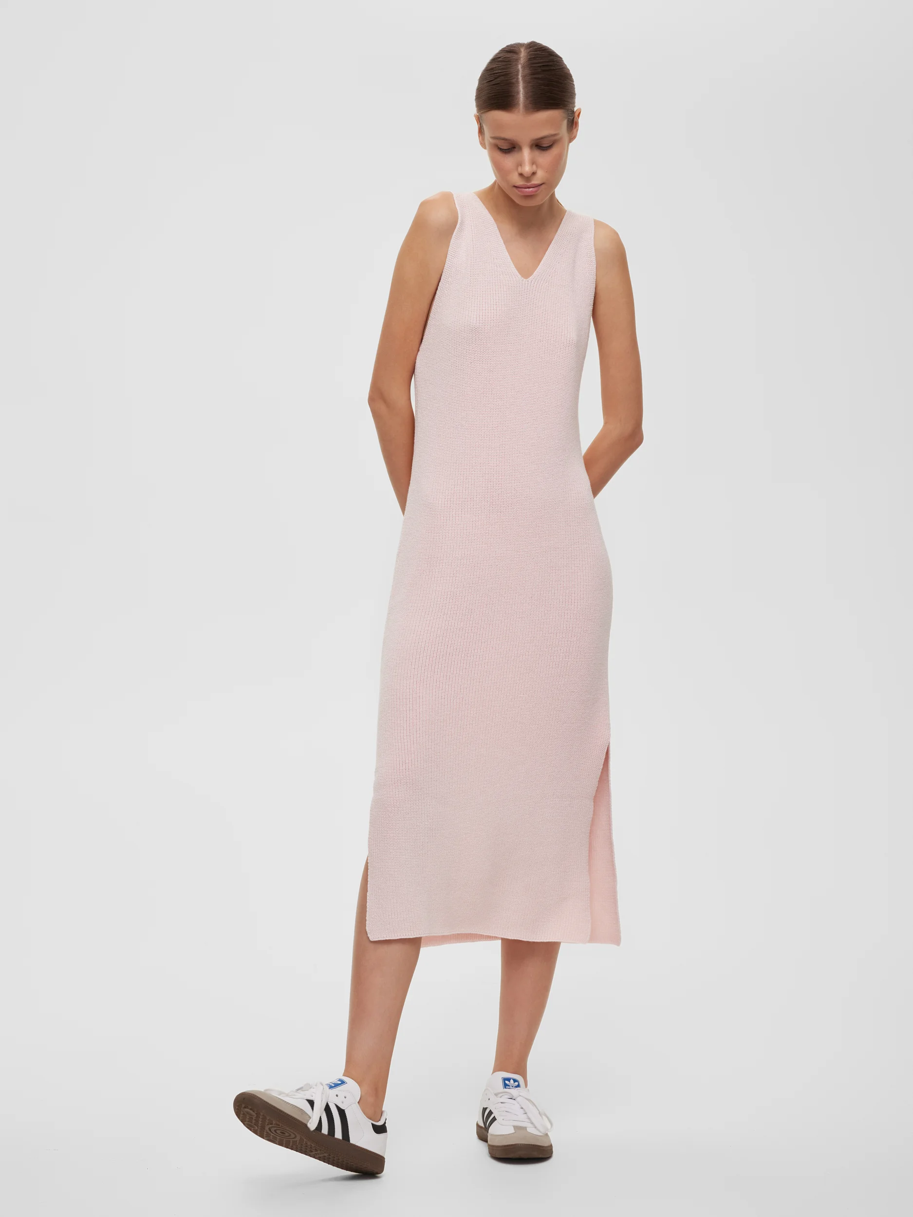 Платье длины миди из хлопка, розовый - фото 2