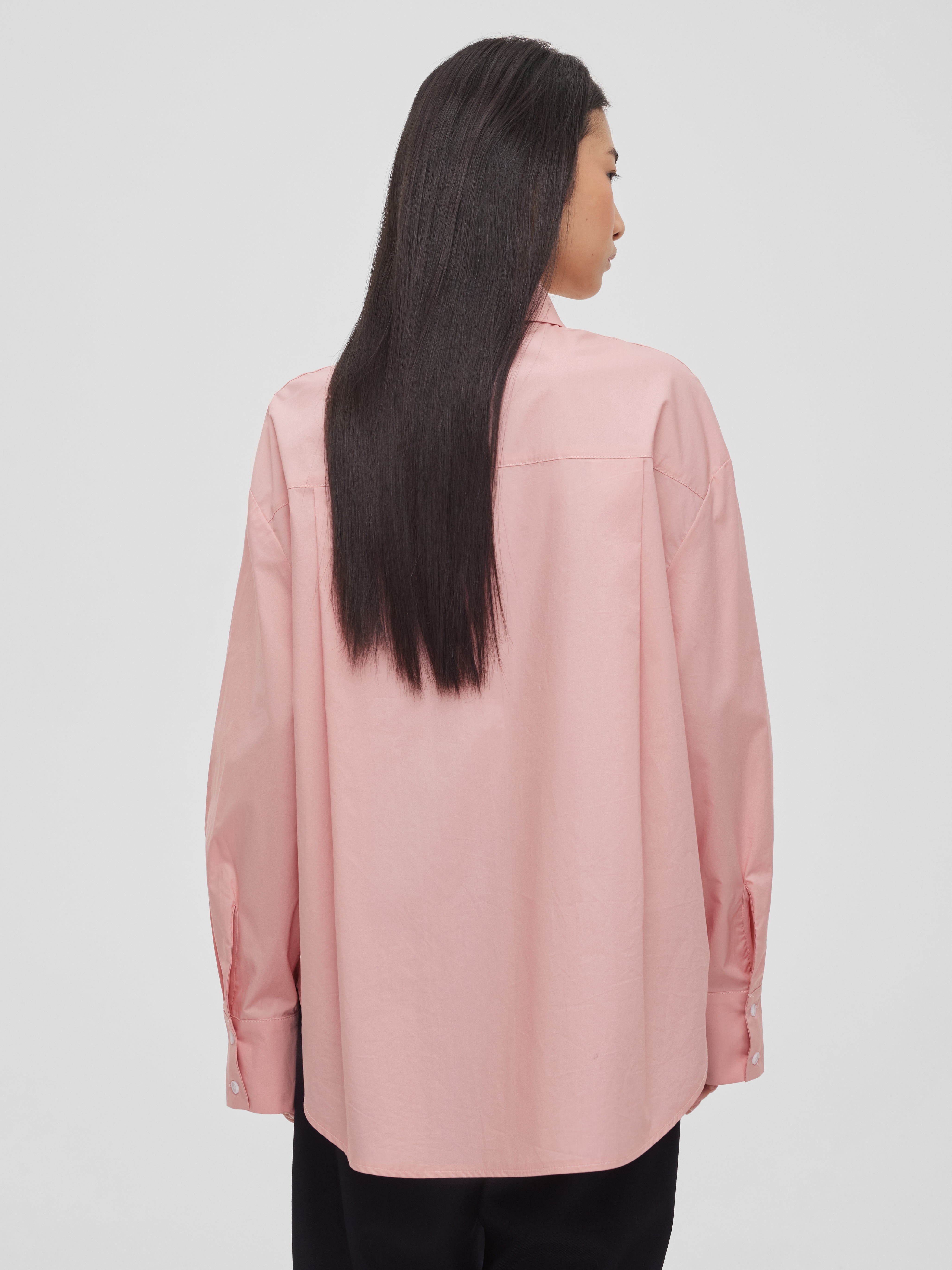 Рубашка свободного кроя с защипами M/L, розовый - фото 7