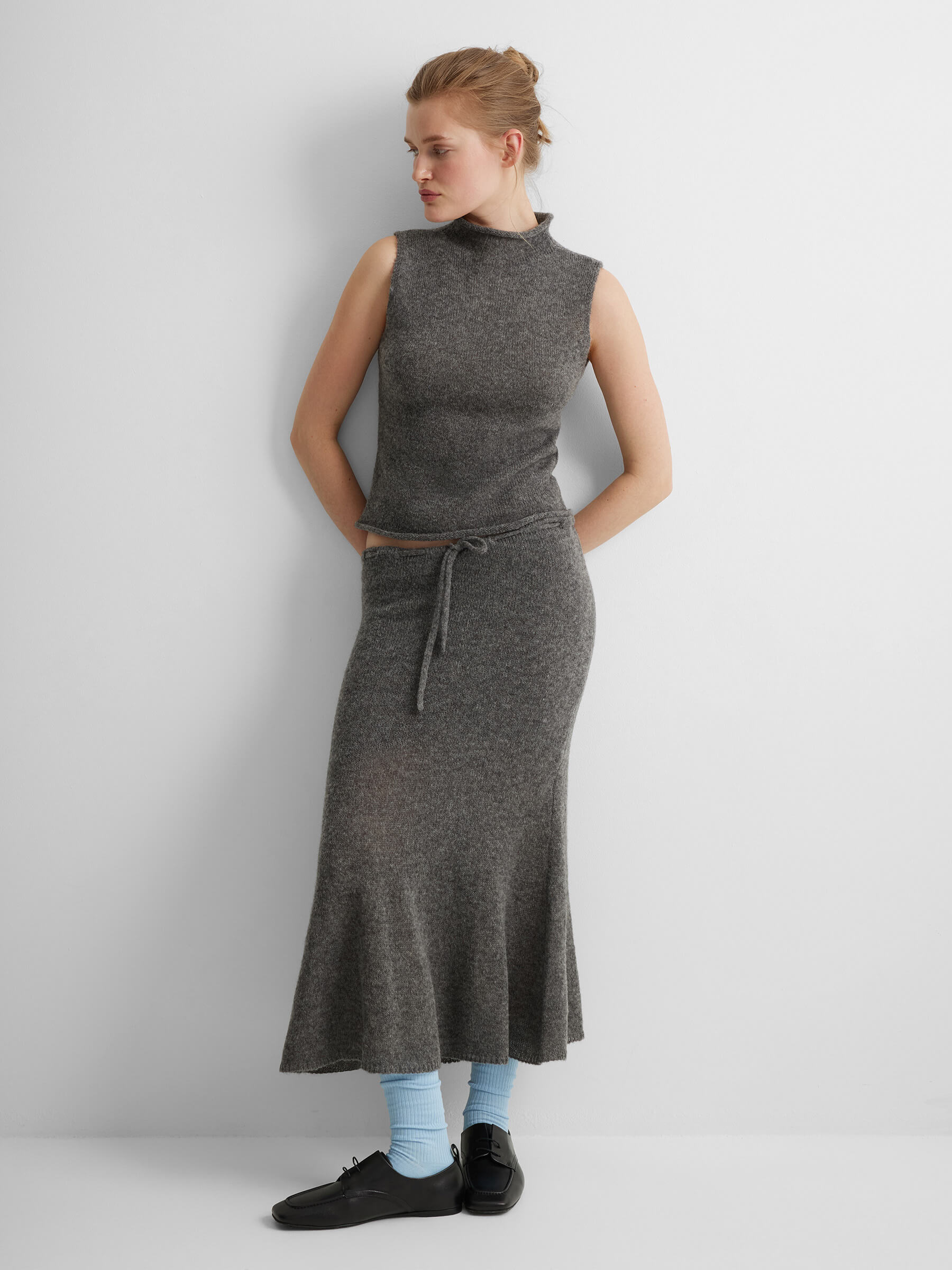 

Юбка миди из мохера M/L, серый