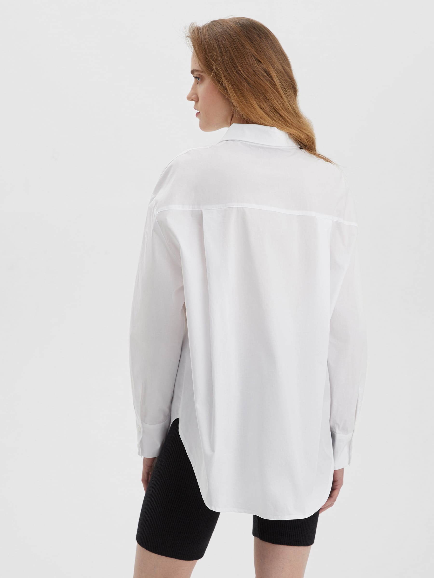 Рубашка свободного кроя с защипами M/L, белый - фото 5
