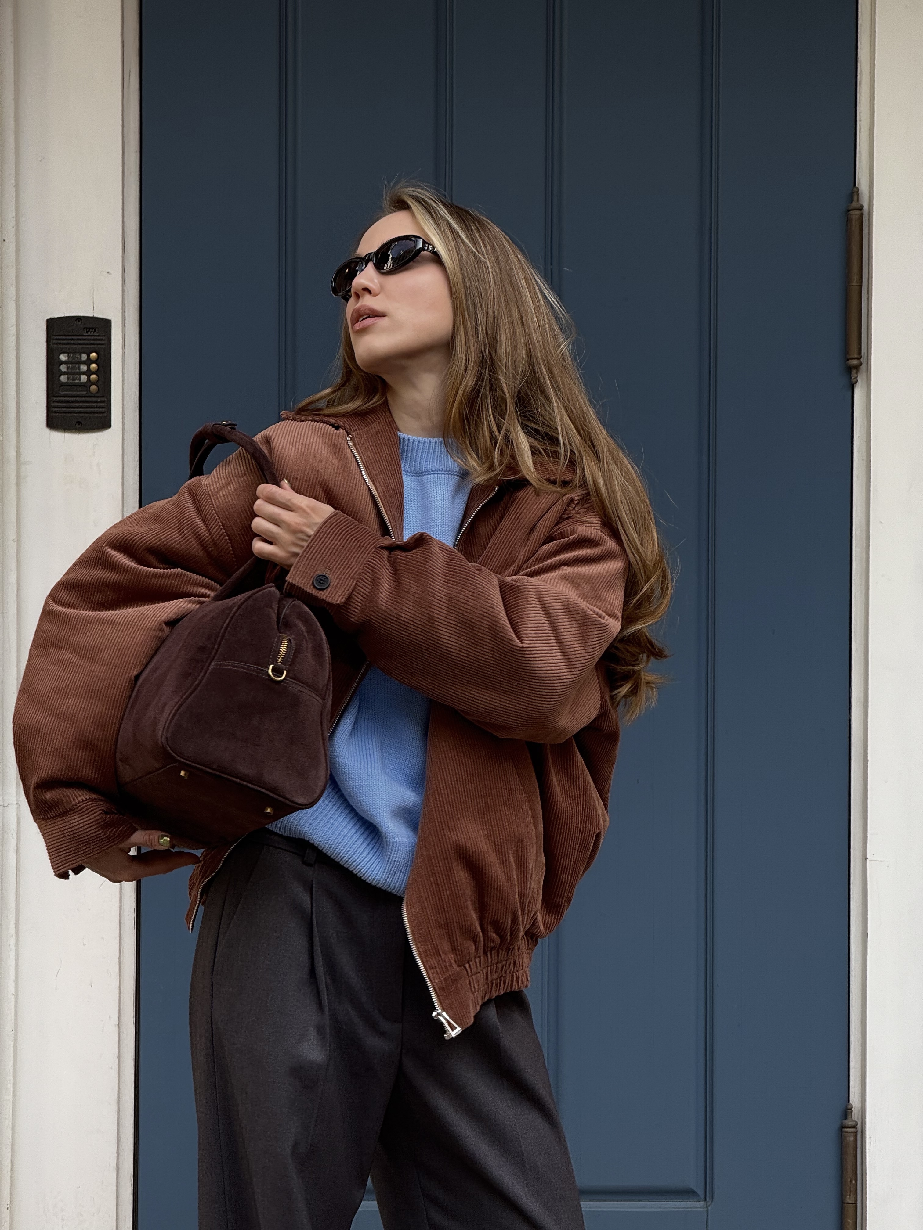 Куртка свободного кроя из вельвета, цвет – песочный