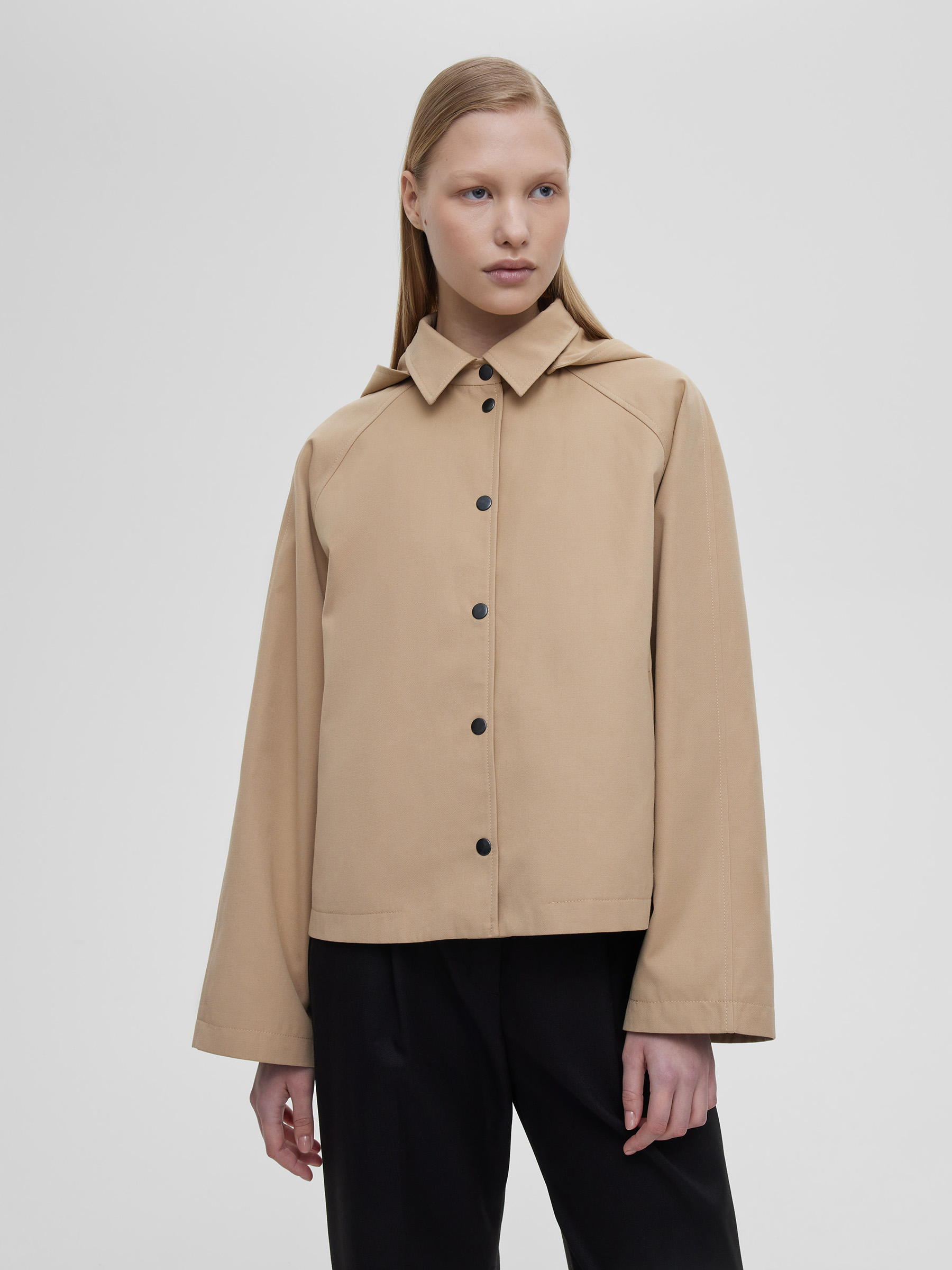 Куртка женская укороченная из хлопка с капюшоном, цвет – бежевый куртка женская размер 64 цвет бежевый