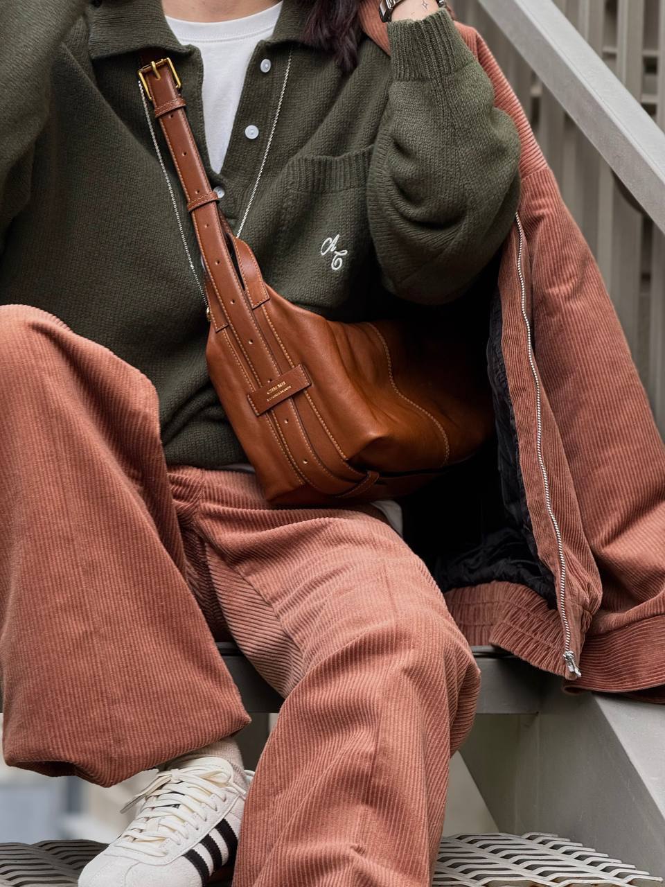 Удлиненный джемпер регби с вышивкой, темно-зеленый