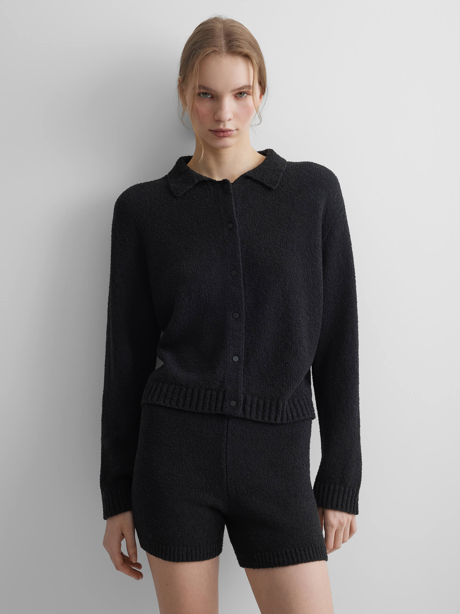 Кардиган из хлопка букле XS, черный