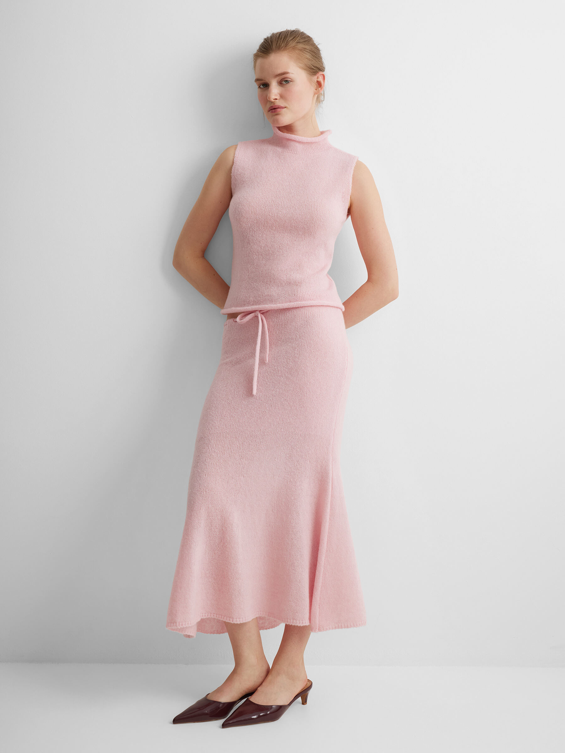 

Юбка миди из мохера M/L, розовый