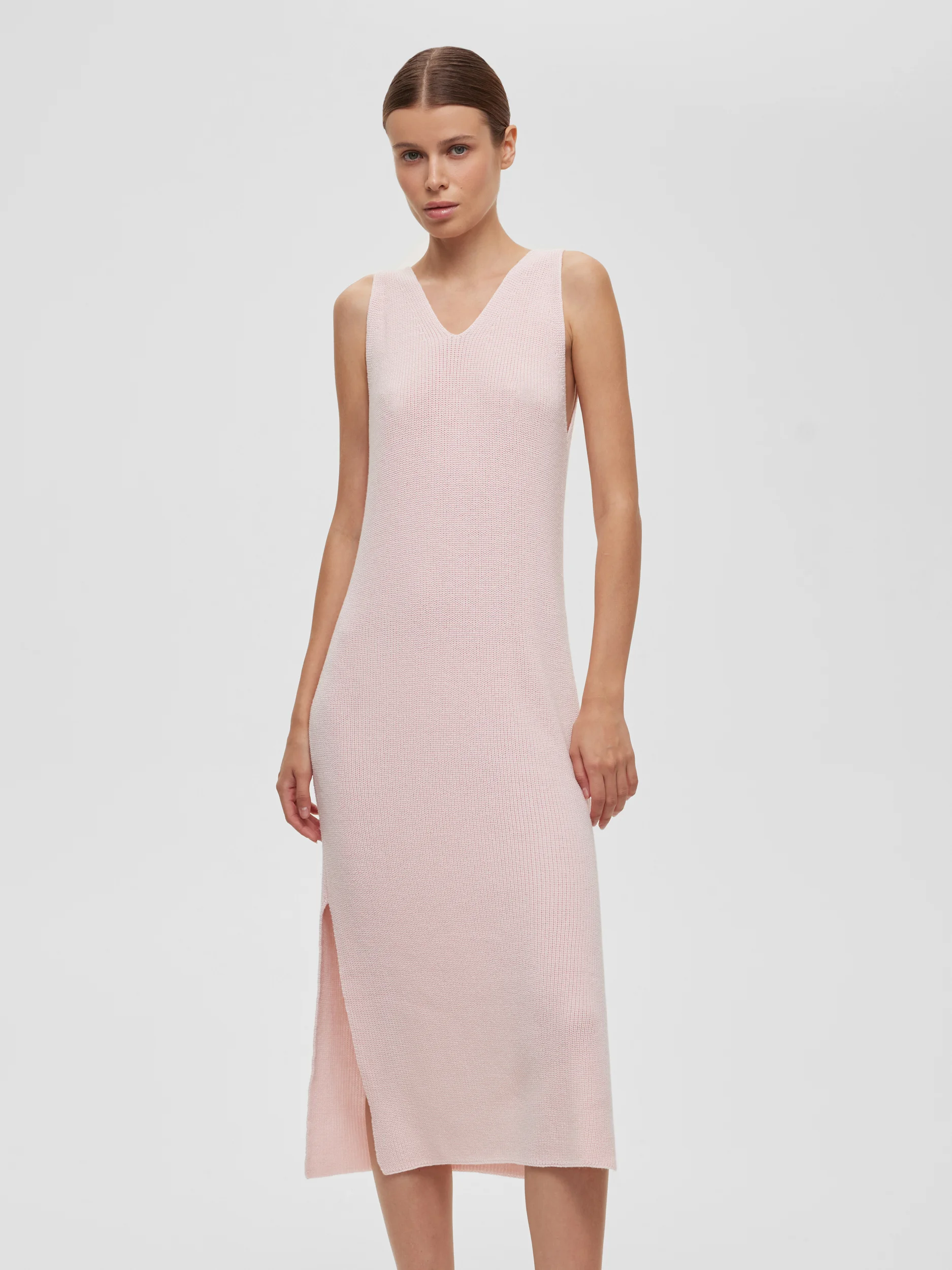 Платье длины миди из хлопка, розовый - фото 4