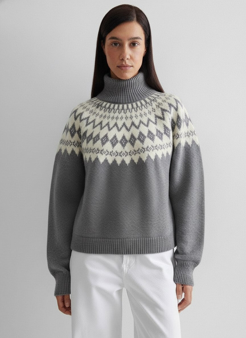 Свитер с узором фэйр айл, серый