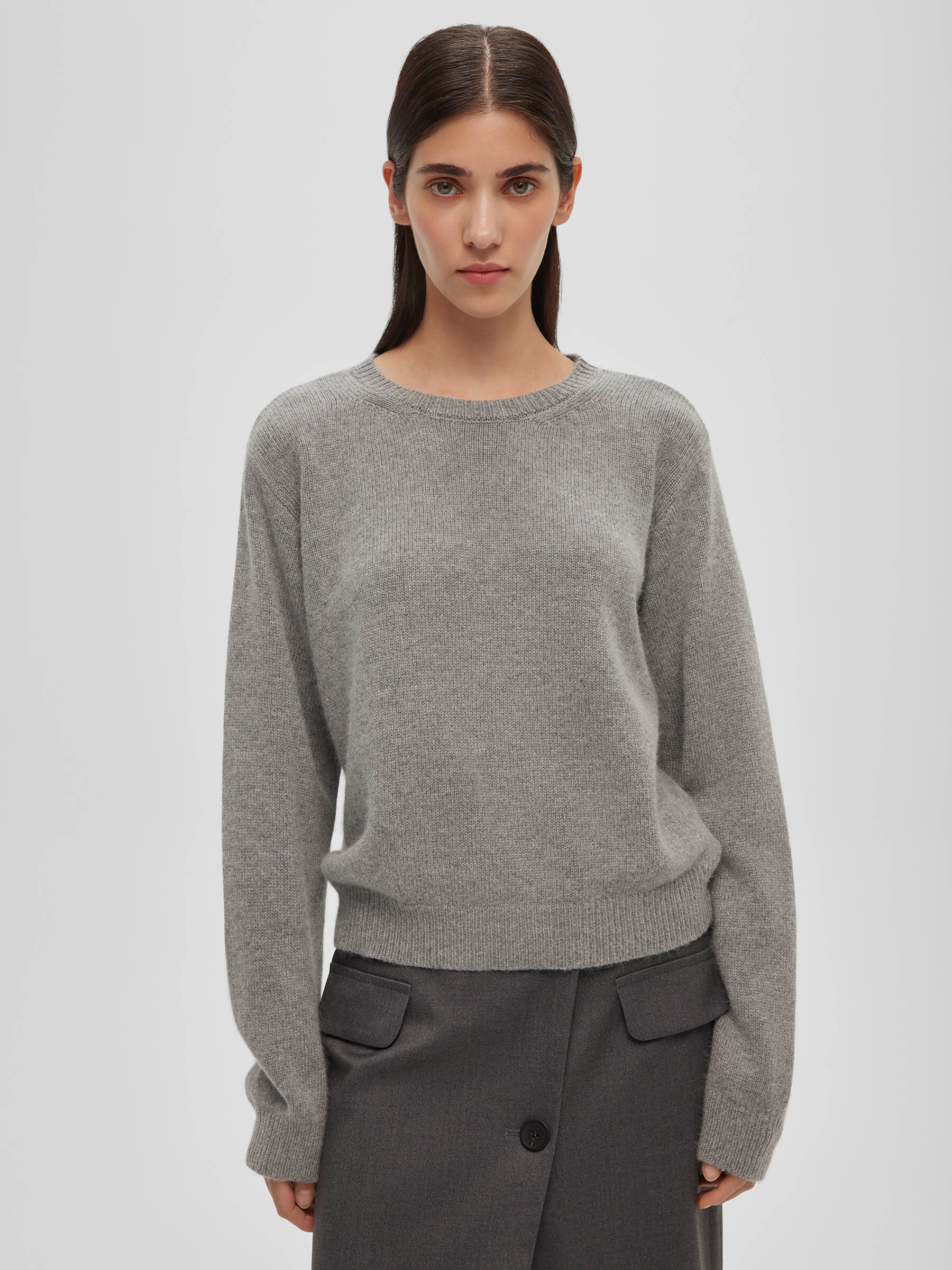 

Джемпер свободного кроя с ангорой, серый