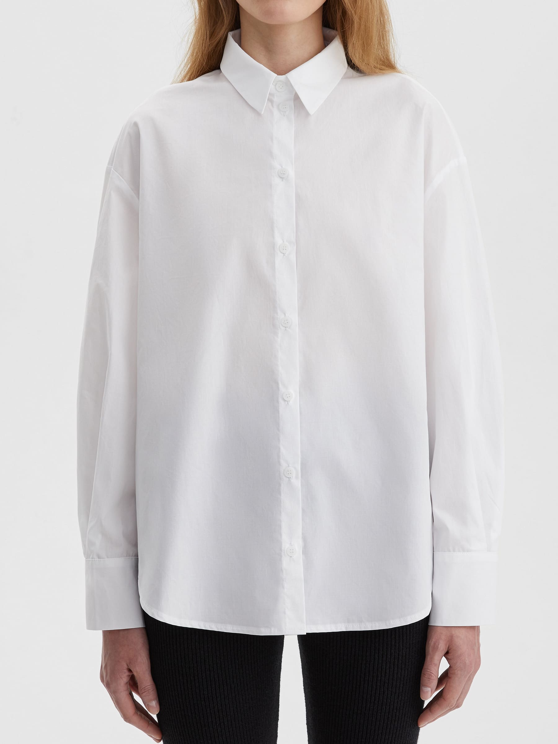 Рубашка свободного кроя с защипами XS/S, белый - фото 5