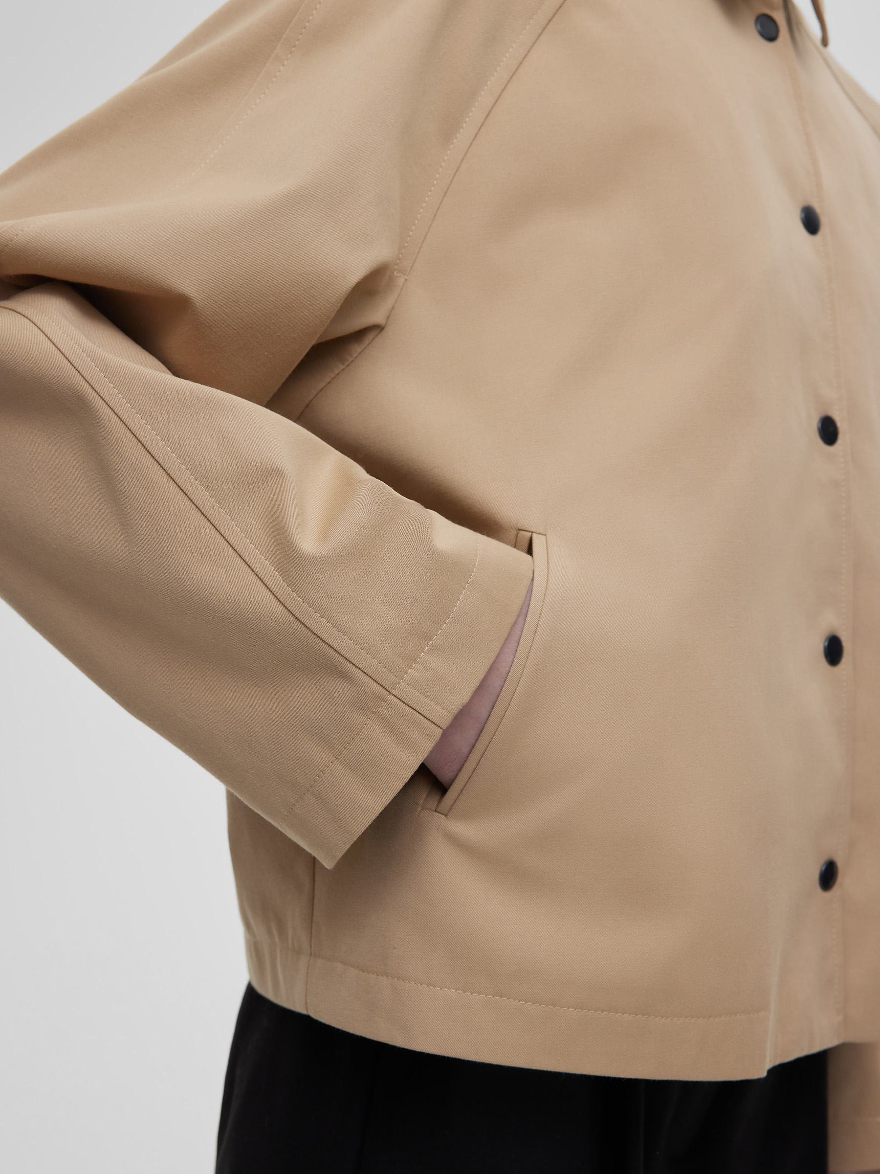 Кроп-куртка из хлопка с капюшоном XS, бежевый - фото 4