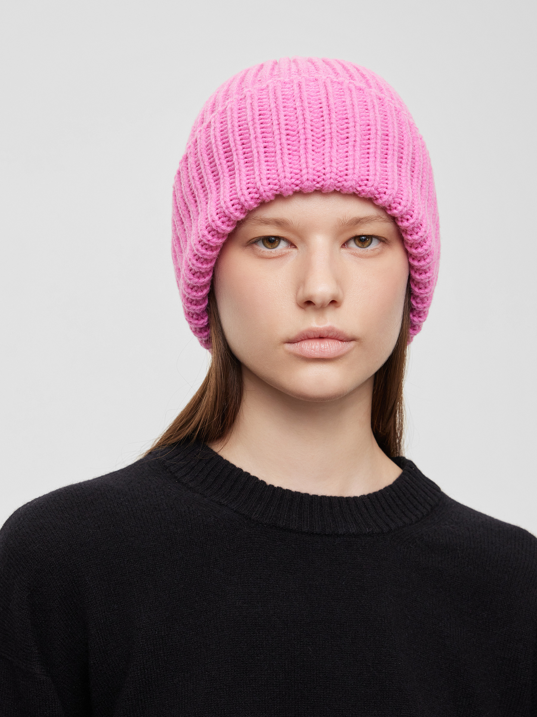 Шапка-бини женская крупной вязки, цвет – розовая фуксия шапка бини топ шап фуксия