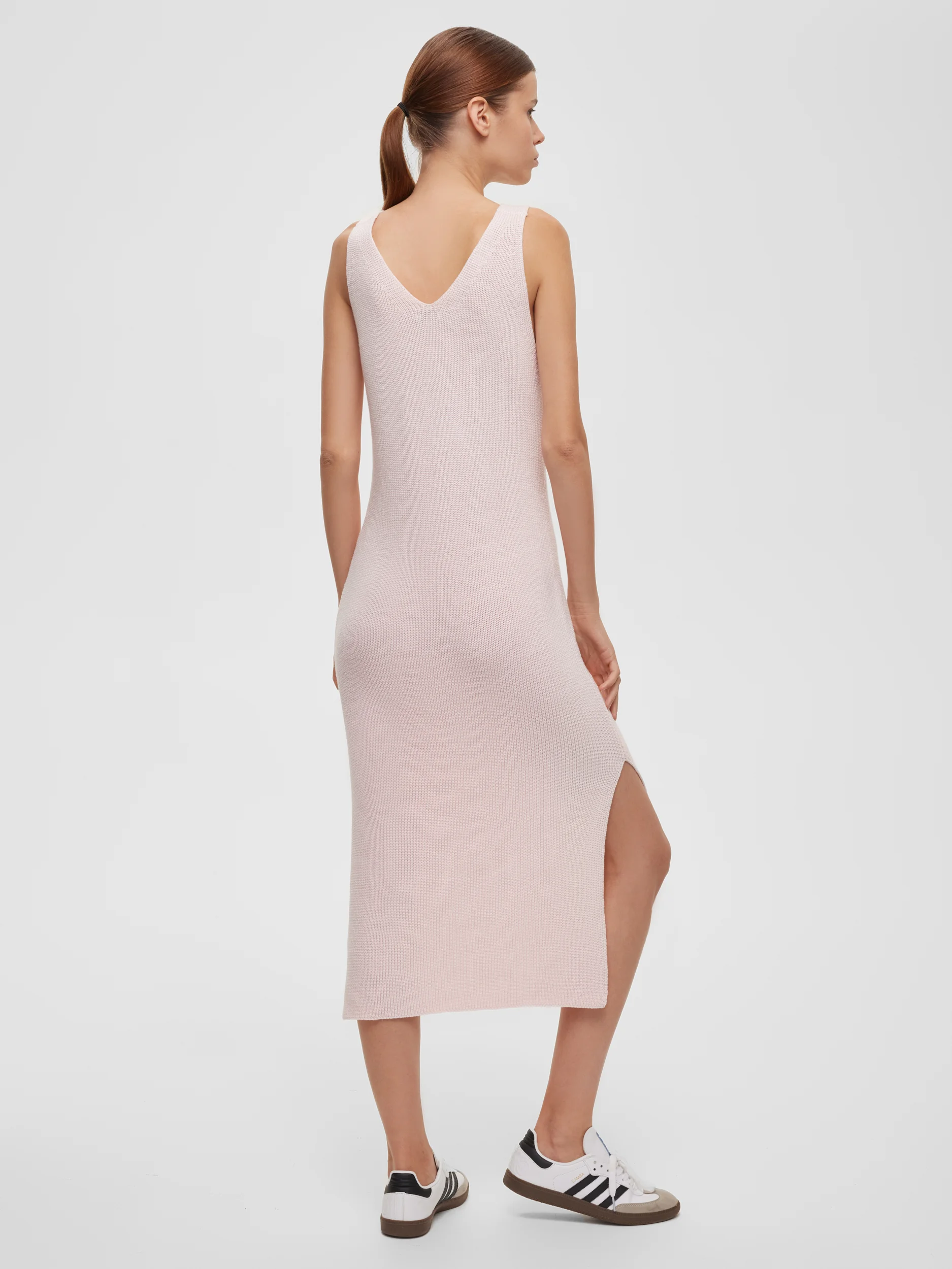 Платье длины миди из хлопка, розовый - фото 7