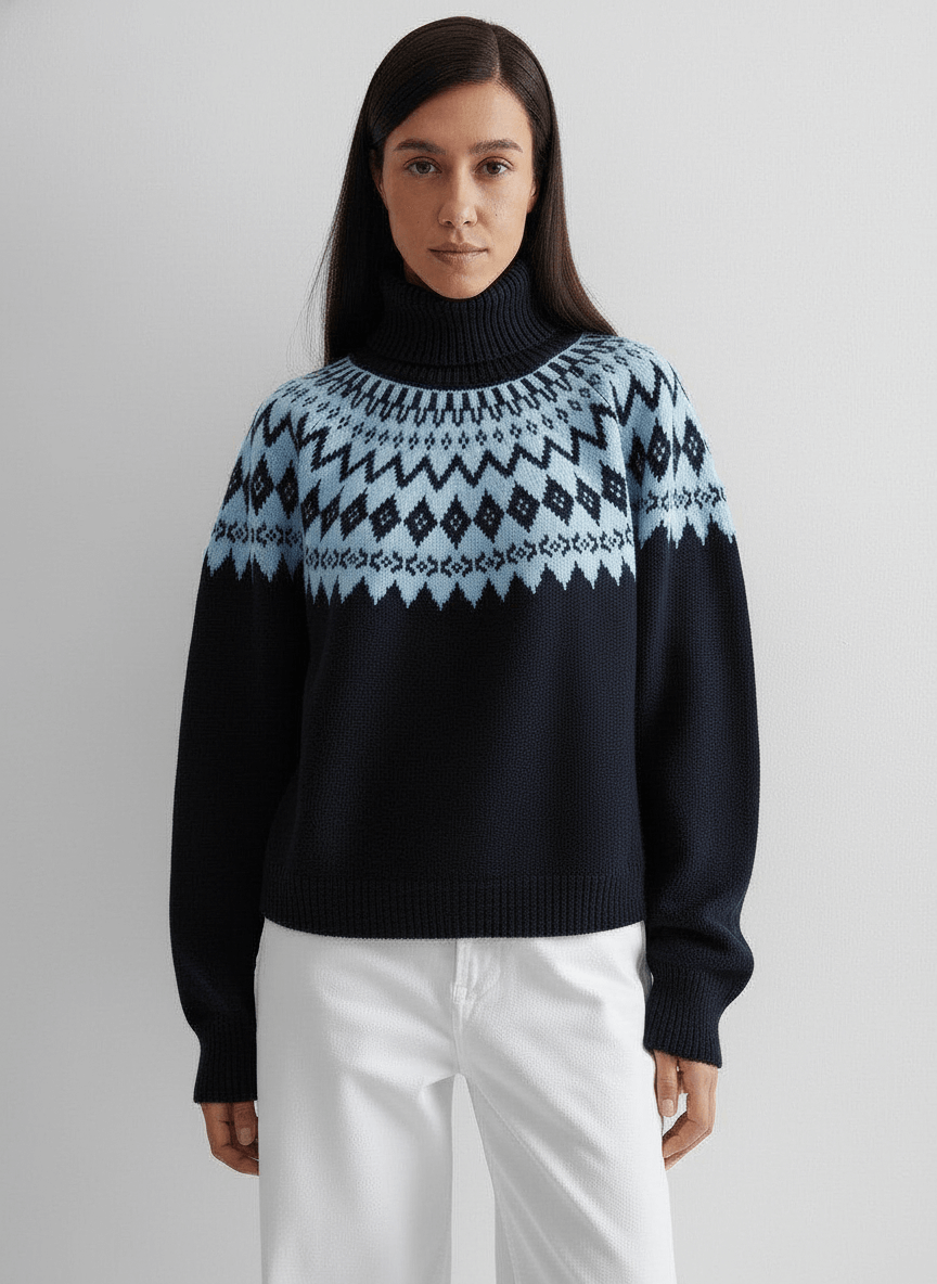 Свитер с узором фэйр айл, темно-синий