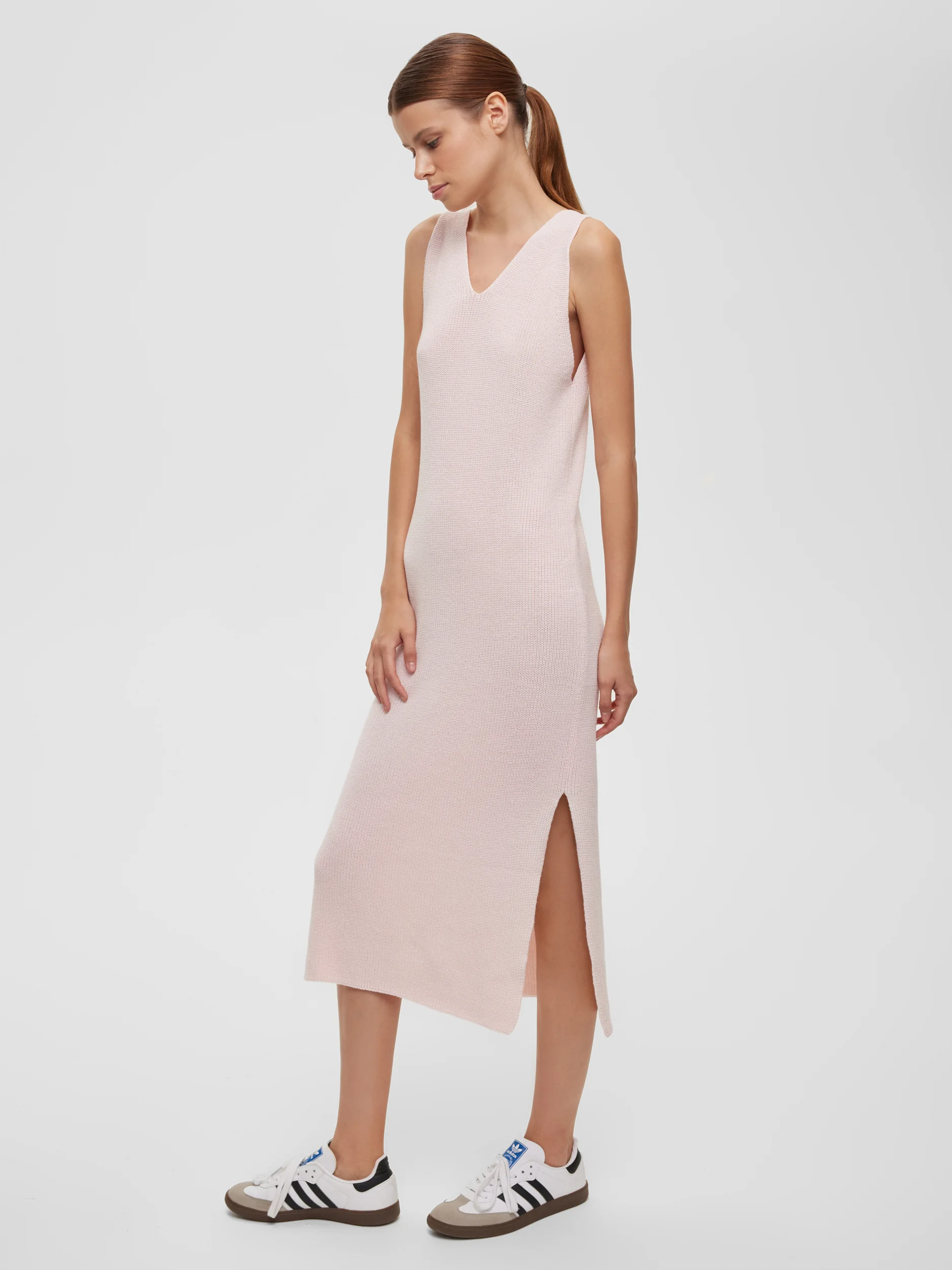 Платье длины миди из хлопка, розовый - фото 3