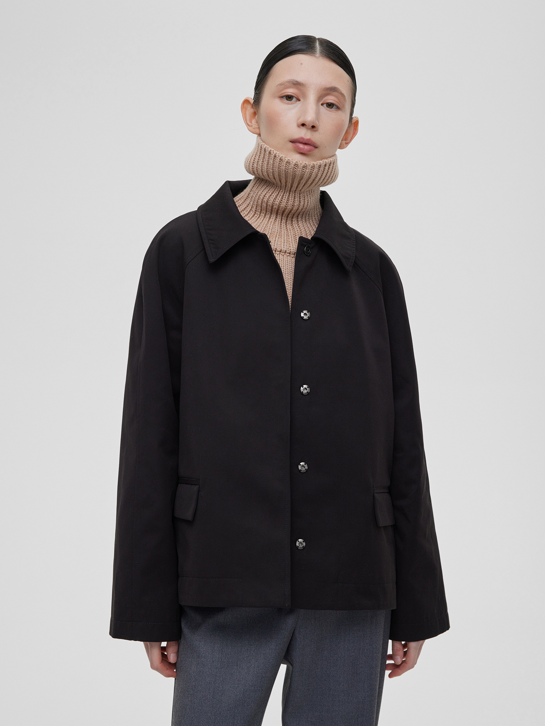 Куртка женская из хлопка на кнопках, цвет – черный женская куртка с отложным воротником с камуфляжным принтом и карманами на пуговицах осенняя куртка с длинным рукавом 2021