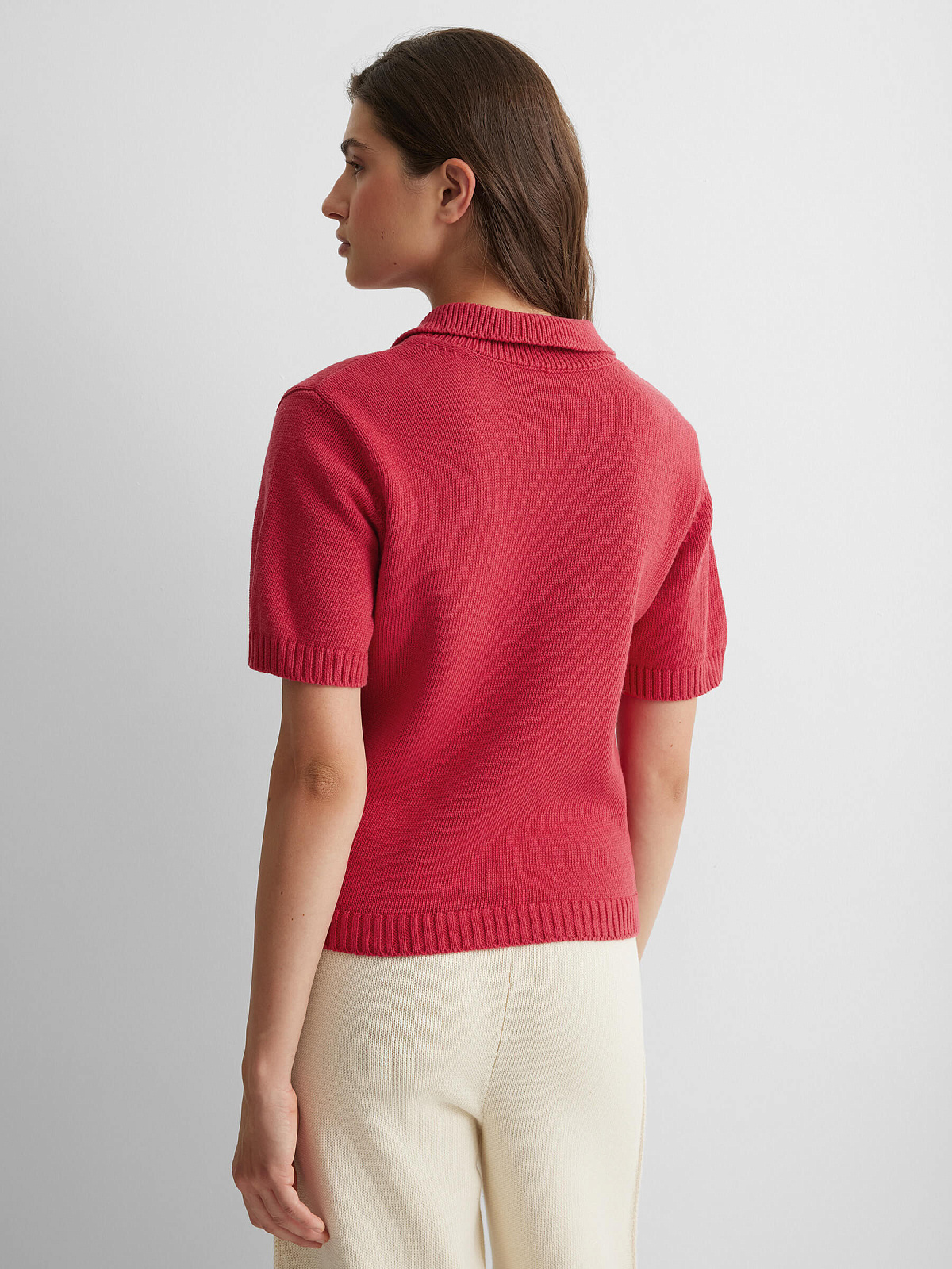 Поло с коротким рукавом из 100% хлопка, красный