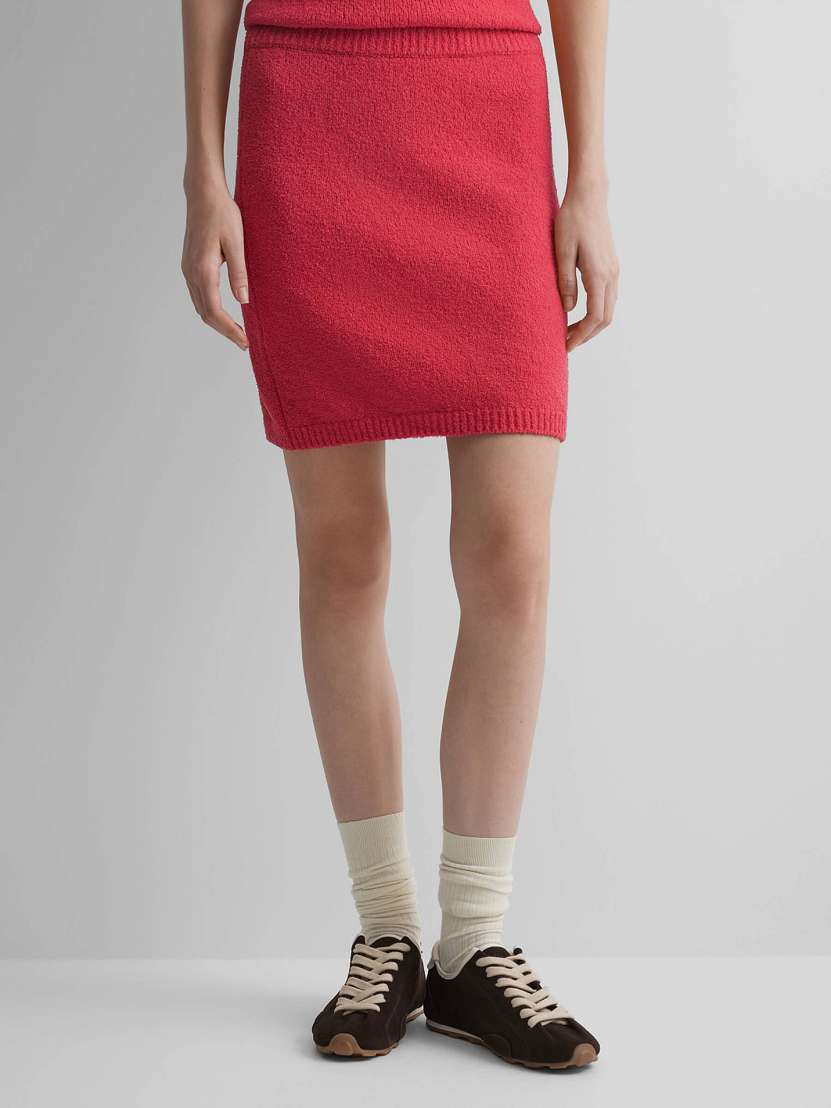 Юбка-мини из хлопка букле, красный