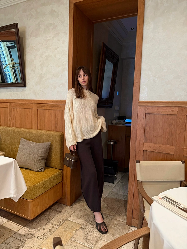 Джемпер сеточка из 100% хлопка, молочный, фото 1