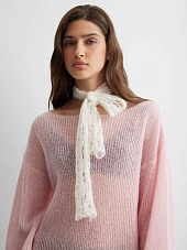 Шарф ажурный из мохера, молочный