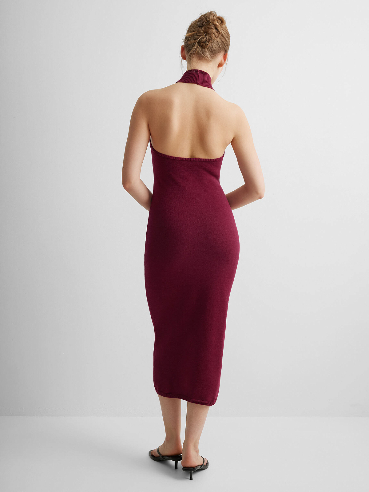 Платье макси из вискозы, бордовый