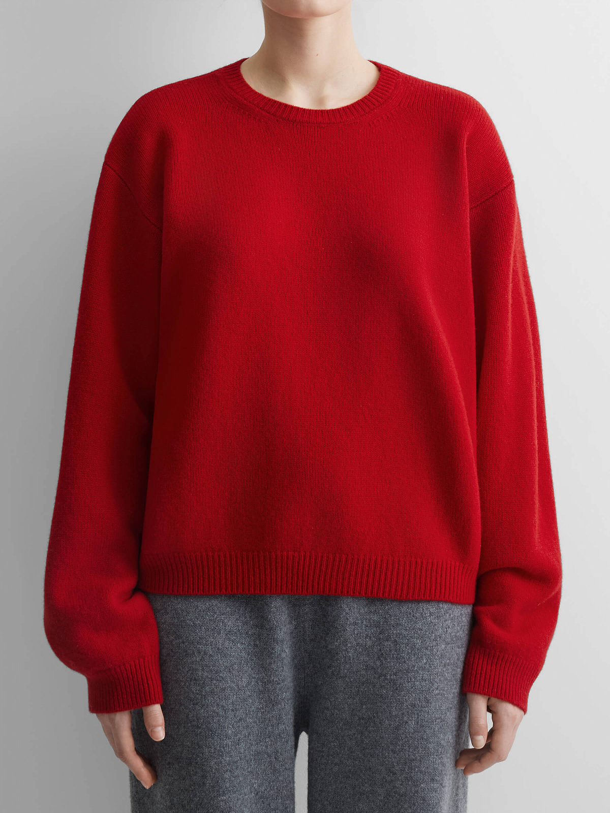 Джемпер свободного кроя из 100% мериноса, красный