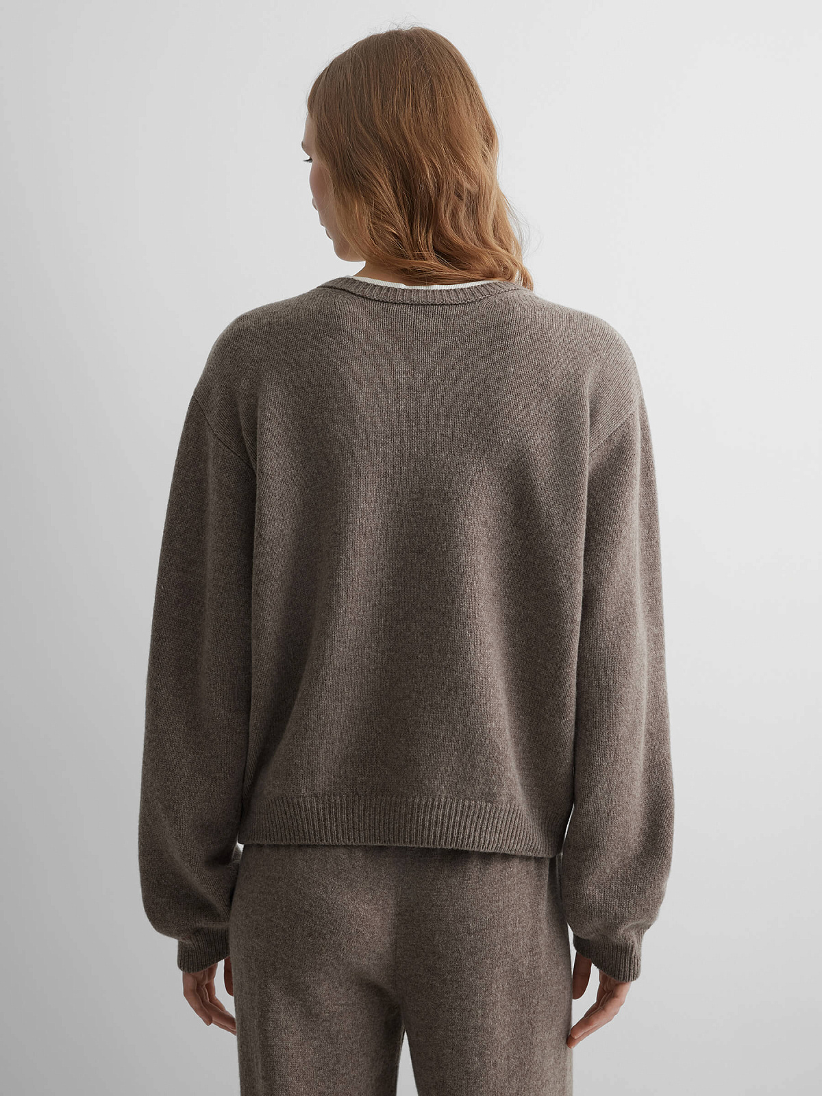 Джемпер свободного кроя из 100% мериноса, коричневый меланж