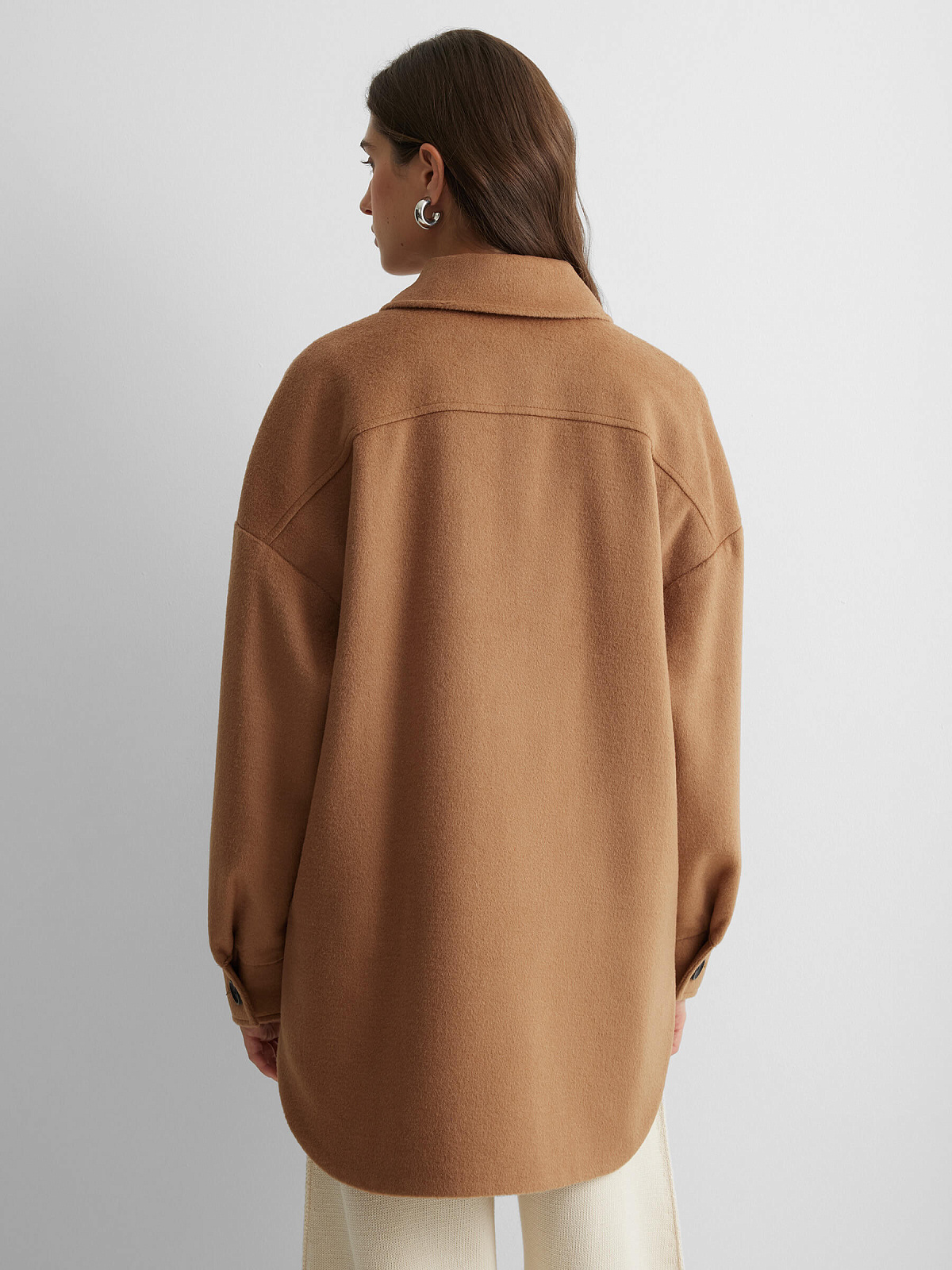 Пальто рубашечного кроя с потайной застежкой, кэмел, фото 9