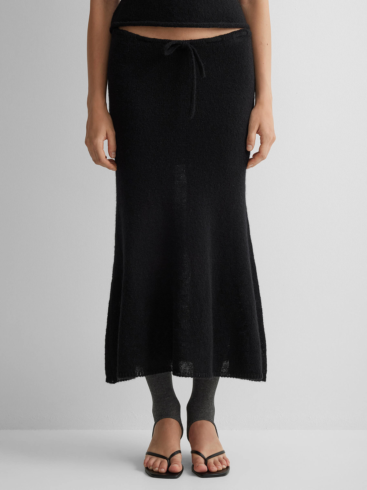 Юбка миди из мохера, черный