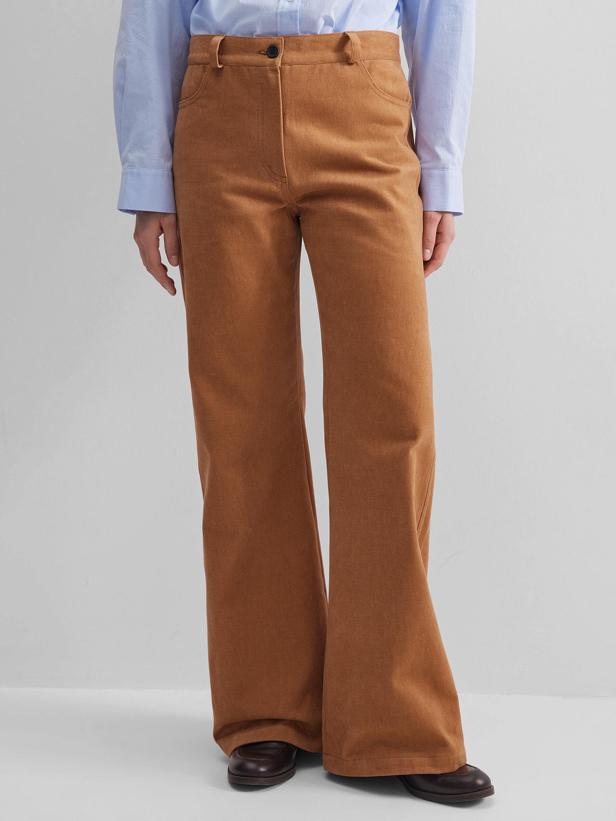 Брюки клеш из денима 0219, терракотовый